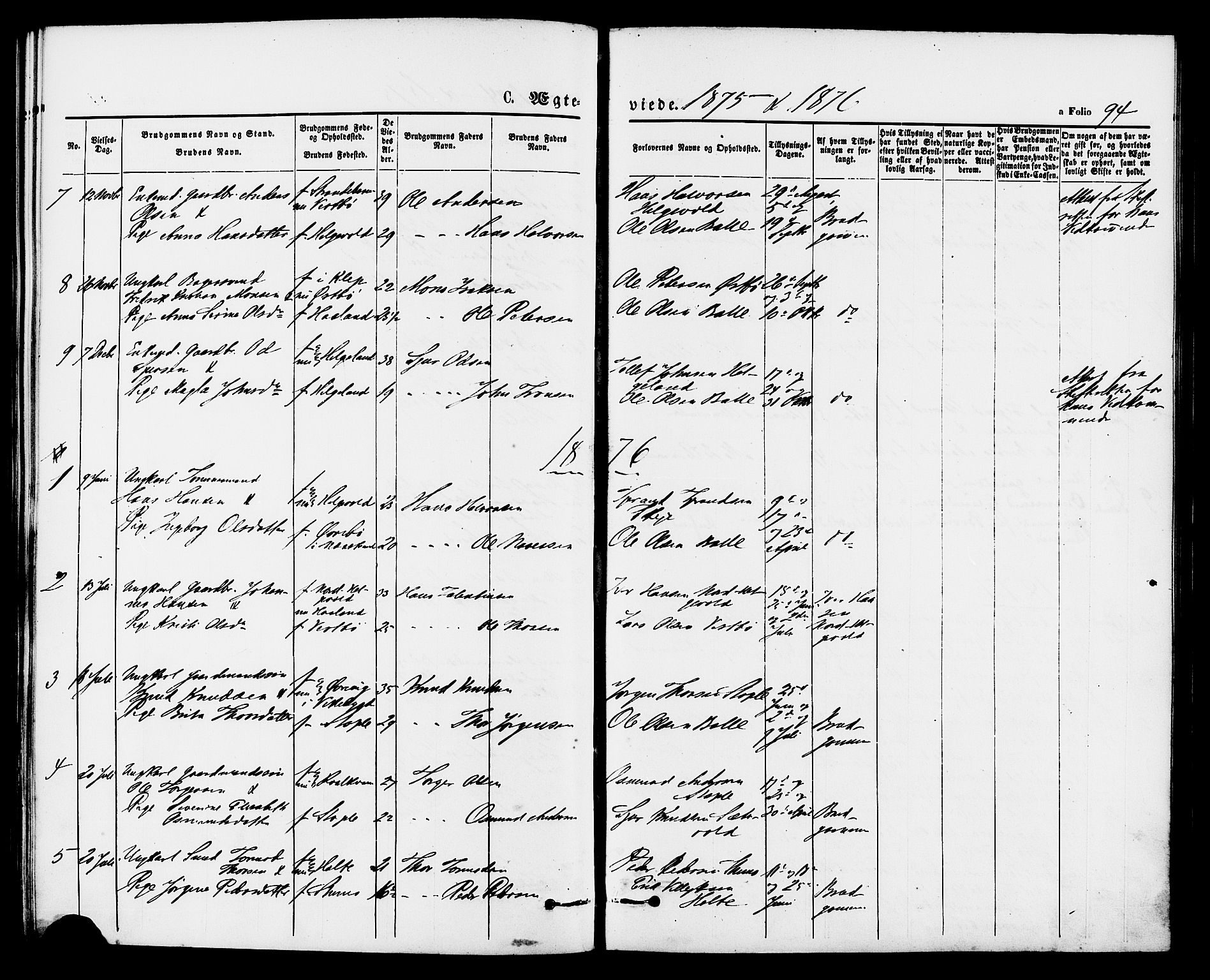 Vikedal sokneprestkontor, AV/SAST-A-101840/01/IV: Parish register (official) no. A 8, 1868-1885, p. 94