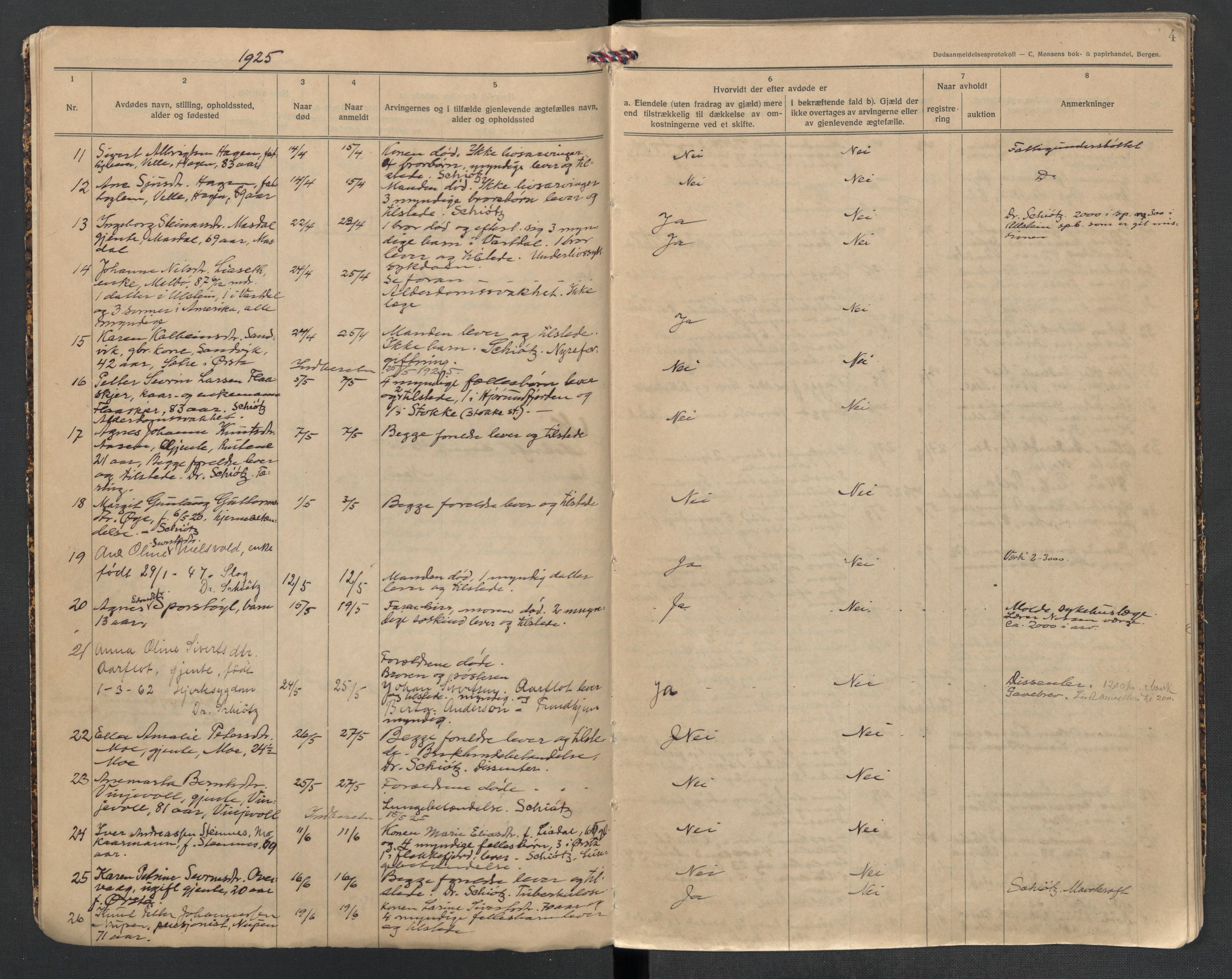 Ørsta lensmannskontor, AV/SAT-A-5670/1/02/L0002: 2.1.02 - Dødsfallsprotokoll, 1924-1933, p. 4