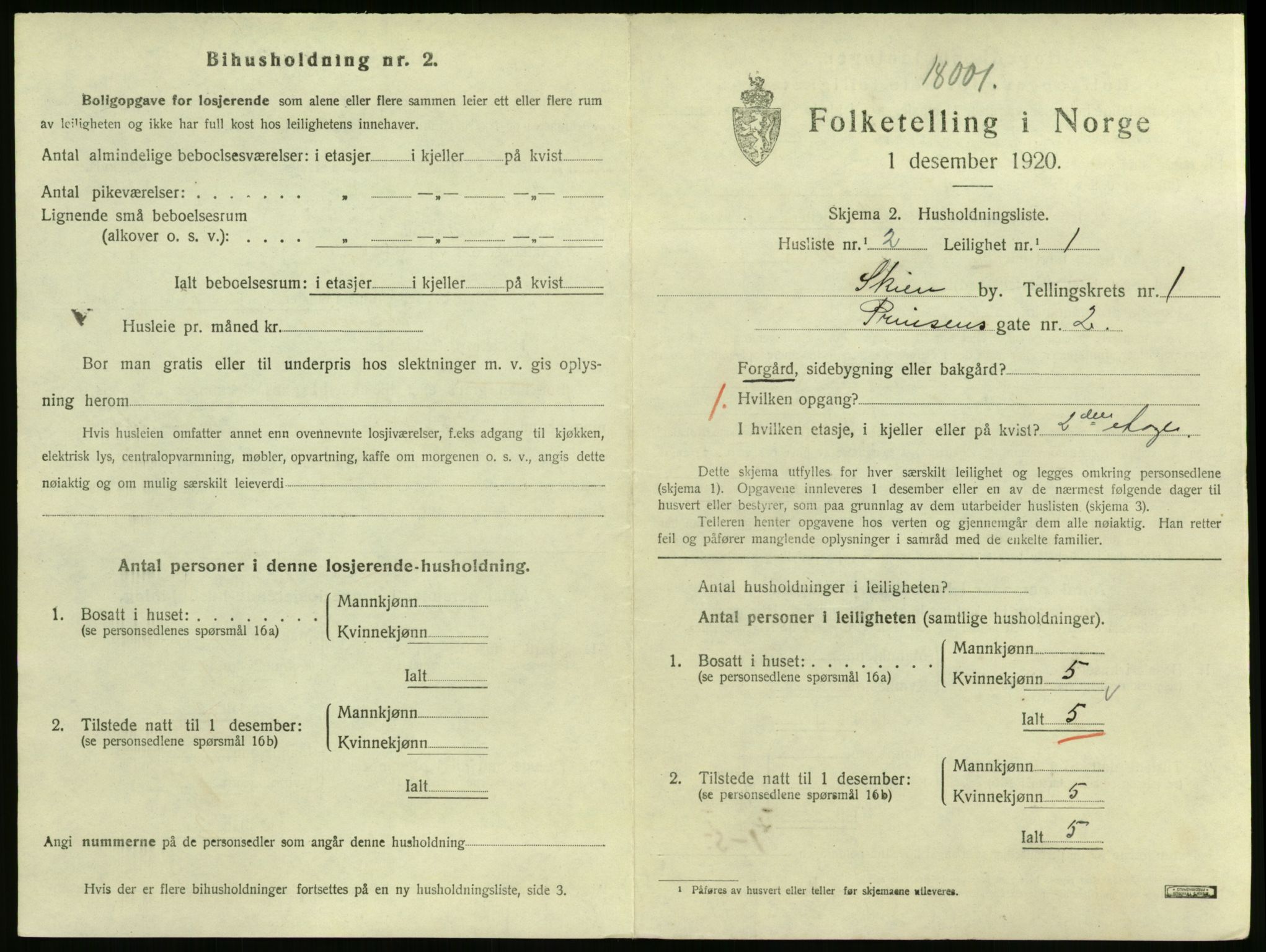 SAKO, 1920 census for Skien, 1920, p. 4537