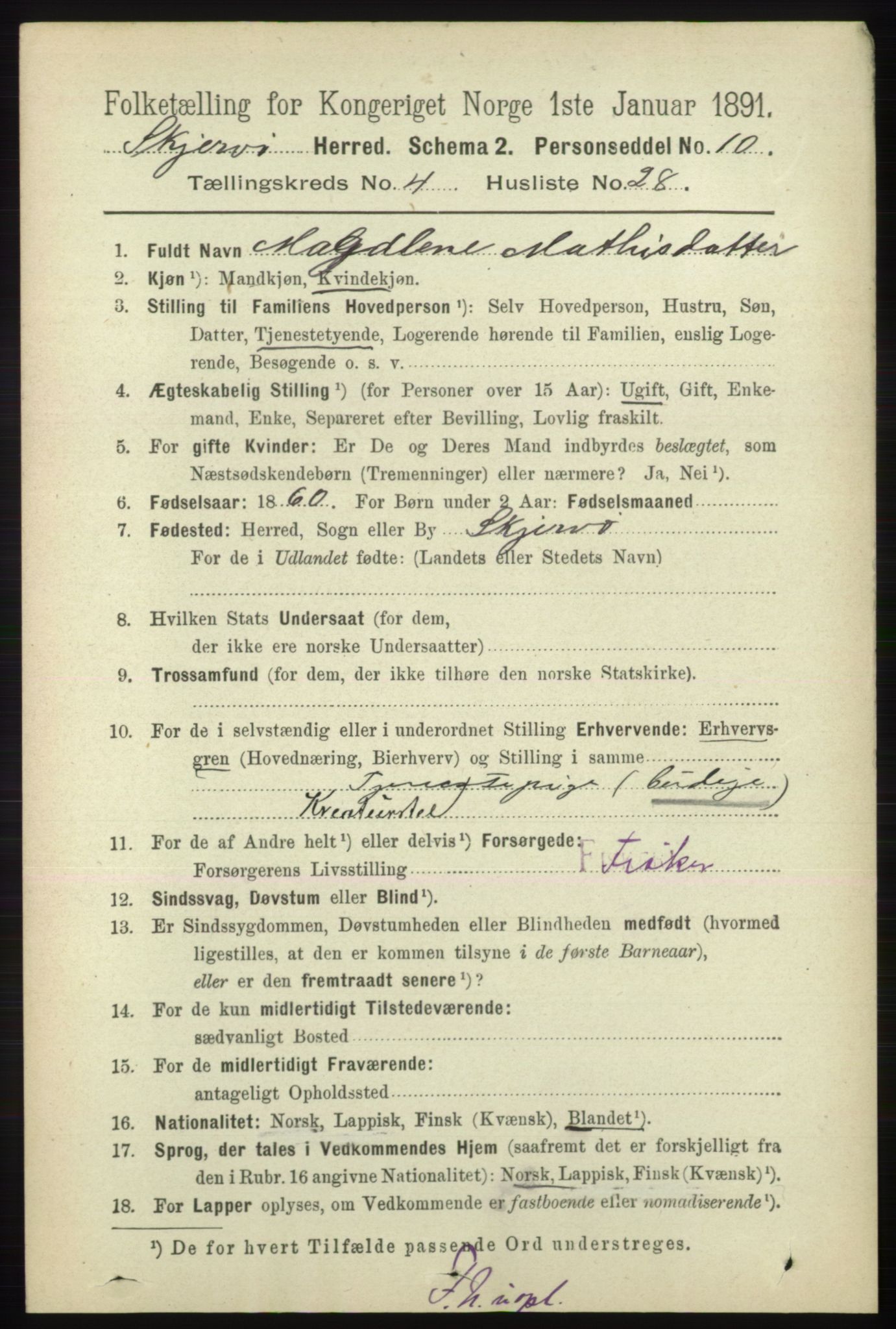 RA, 1891 census for 1941 Skjervøy, 1891, p. 2510