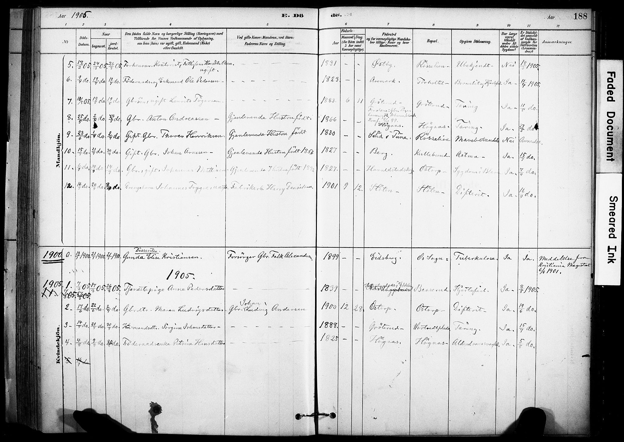 Rakkestad prestekontor Kirkebøker, AV/SAO-A-2008/F/Fc/L0001: Parish register (official) no. III 1, 1878-1905, p. 188