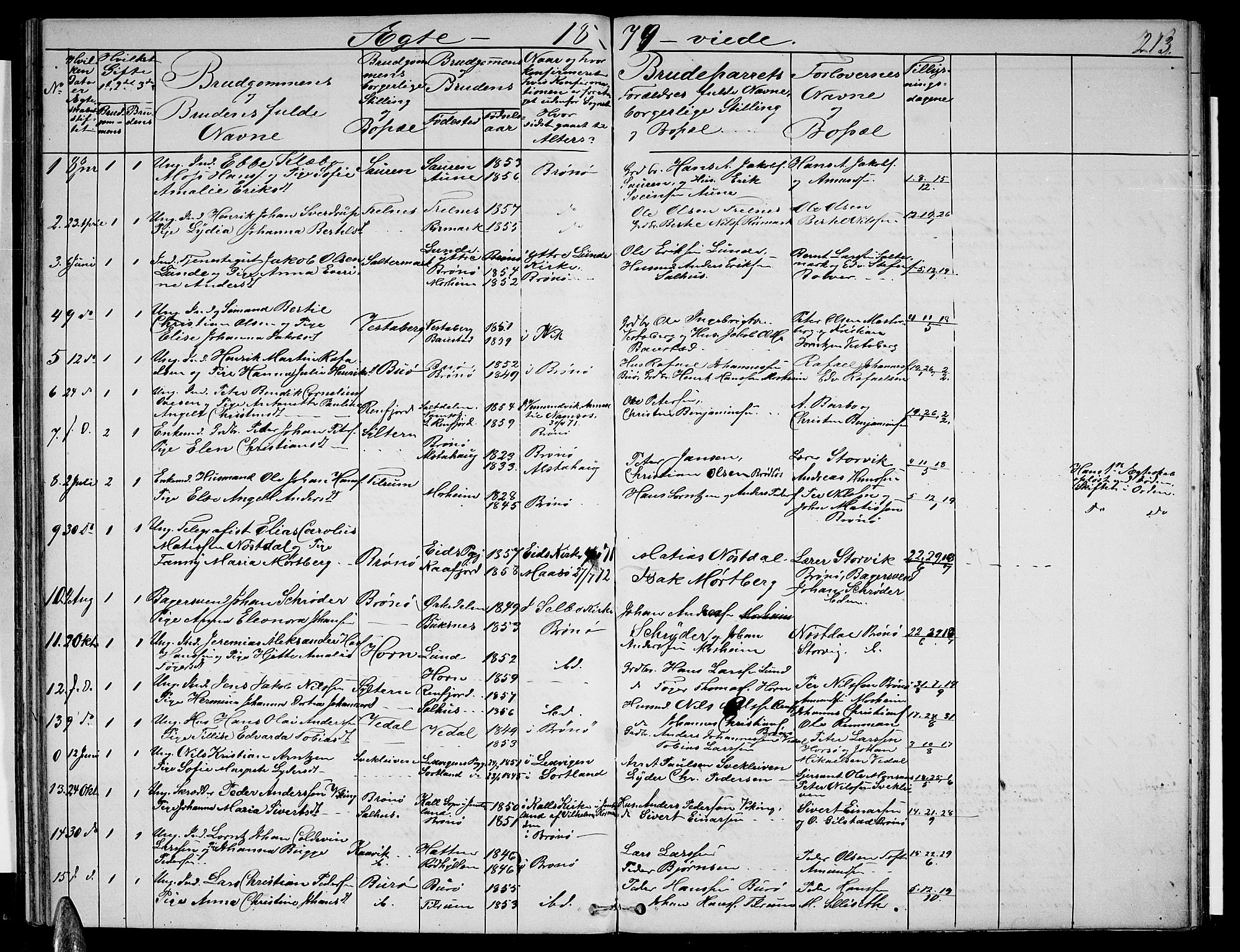 Ministerialprotokoller, klokkerbøker og fødselsregistre - Nordland, SAT/A-1459/813/L0212: Parish register (copy) no. 813C04, 1864-1886, p. 213
