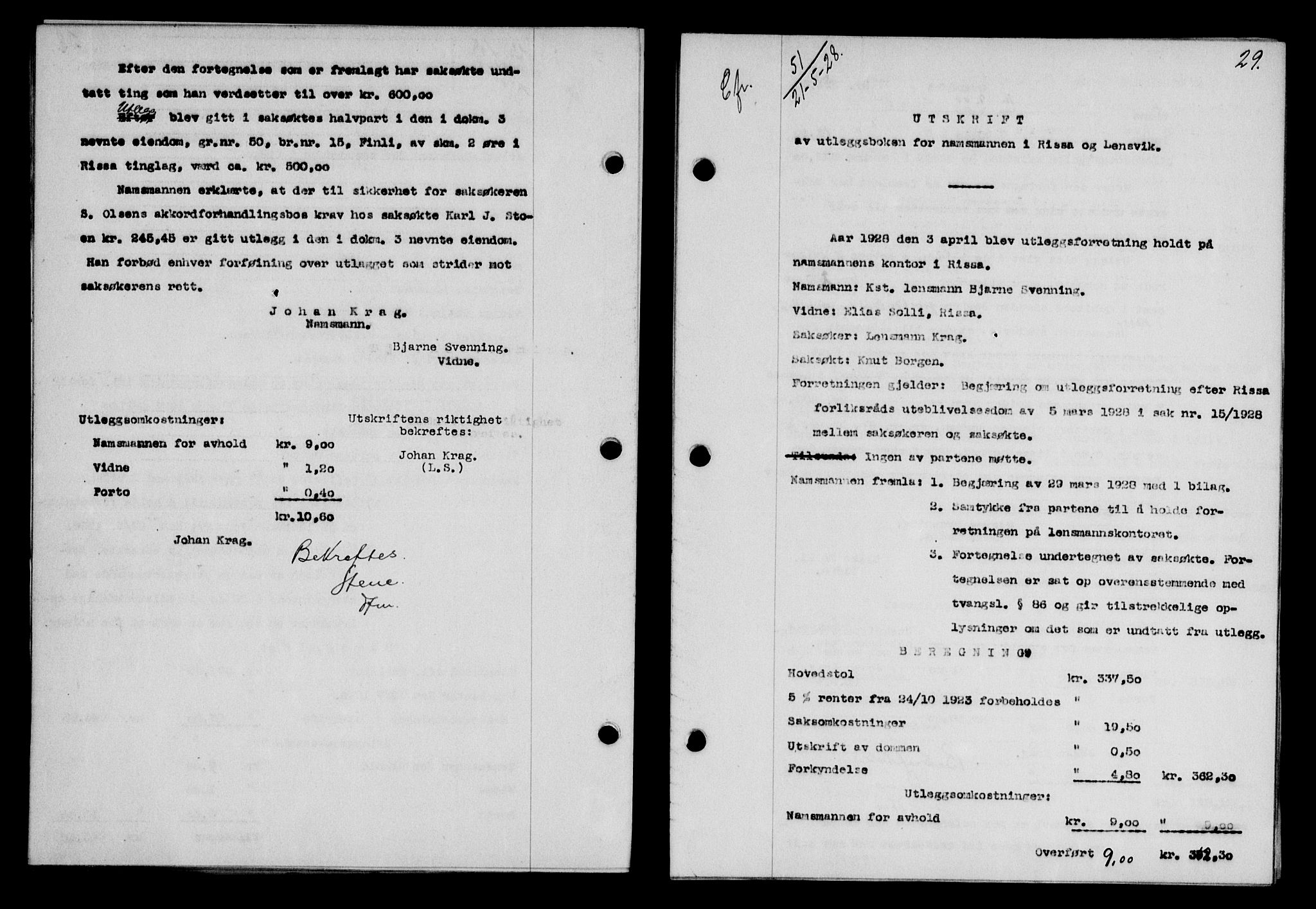 Fosen sorenskriveri, AV/SAT-A-1107/1/2/2C/L0067: Mortgage book no. 58, 1928-1929, p. 29, Deed date: 21.05.1928
