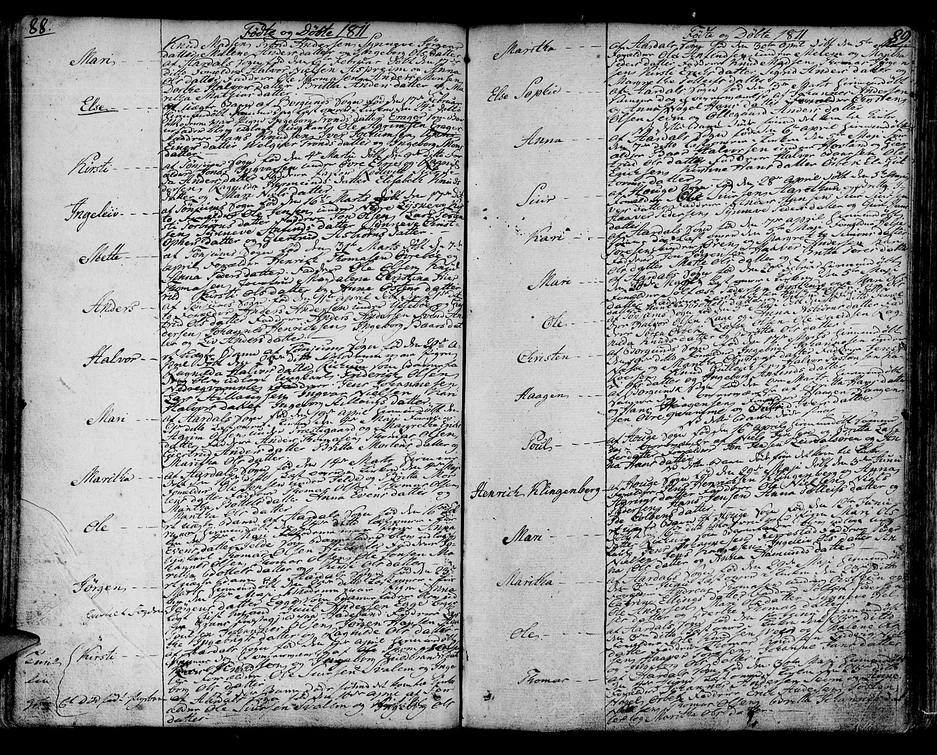 Lærdal sokneprestembete, SAB/A-81201: Parish register (official) no. A 4, 1805-1821, p. 88-89