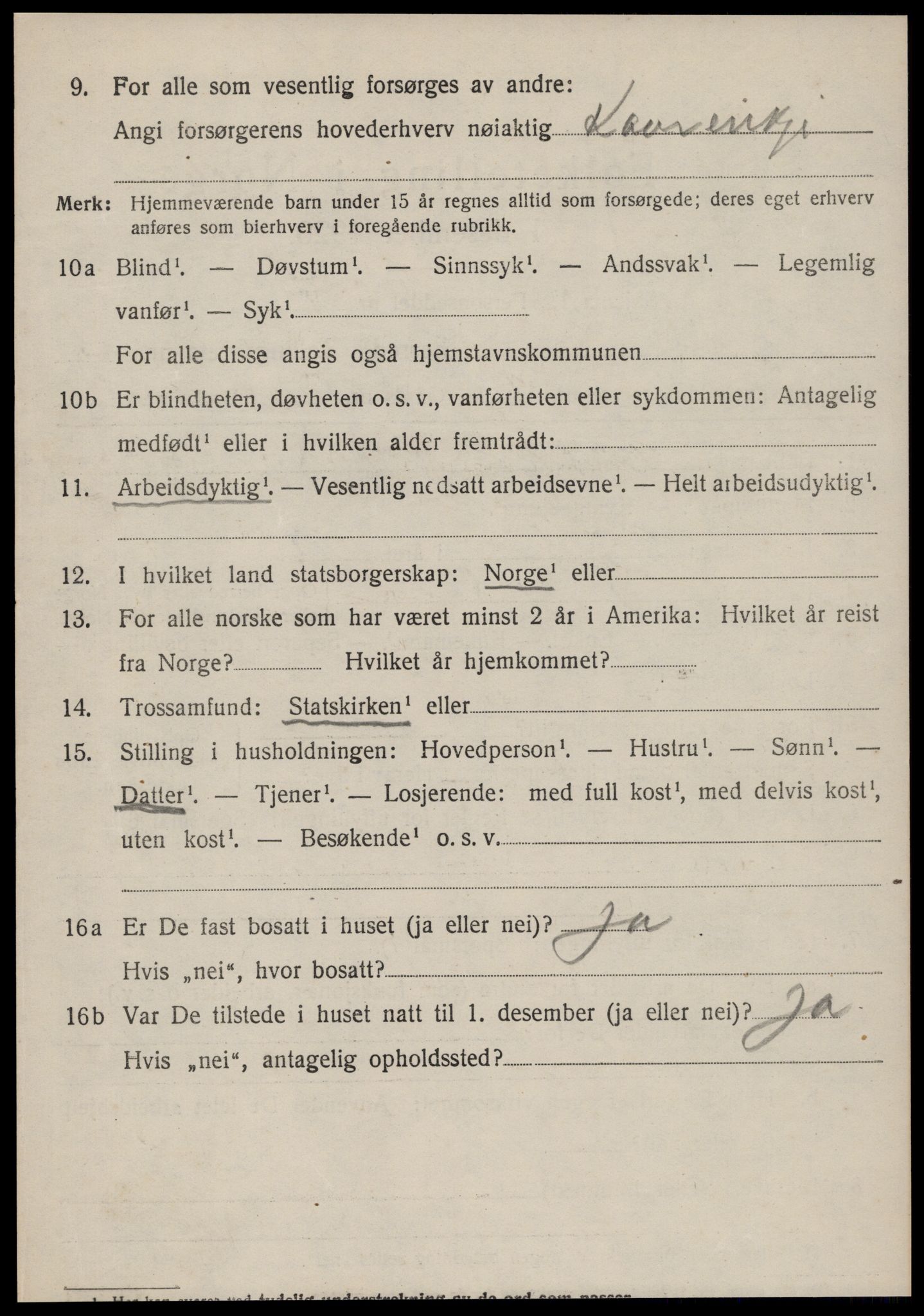 SAT, 1920 census for Volda, 1920, p. 10523