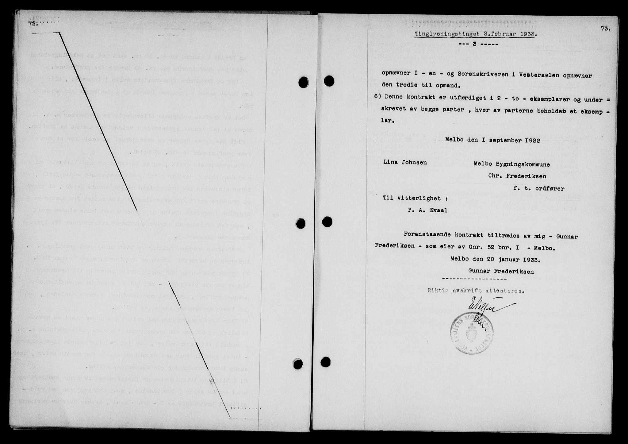 Vesterålen sorenskriveri, SAT/A-4180/1/2/2Ca/L0057: Mortgage book no. 50, 1933-1933, Deed date: 02.02.1933