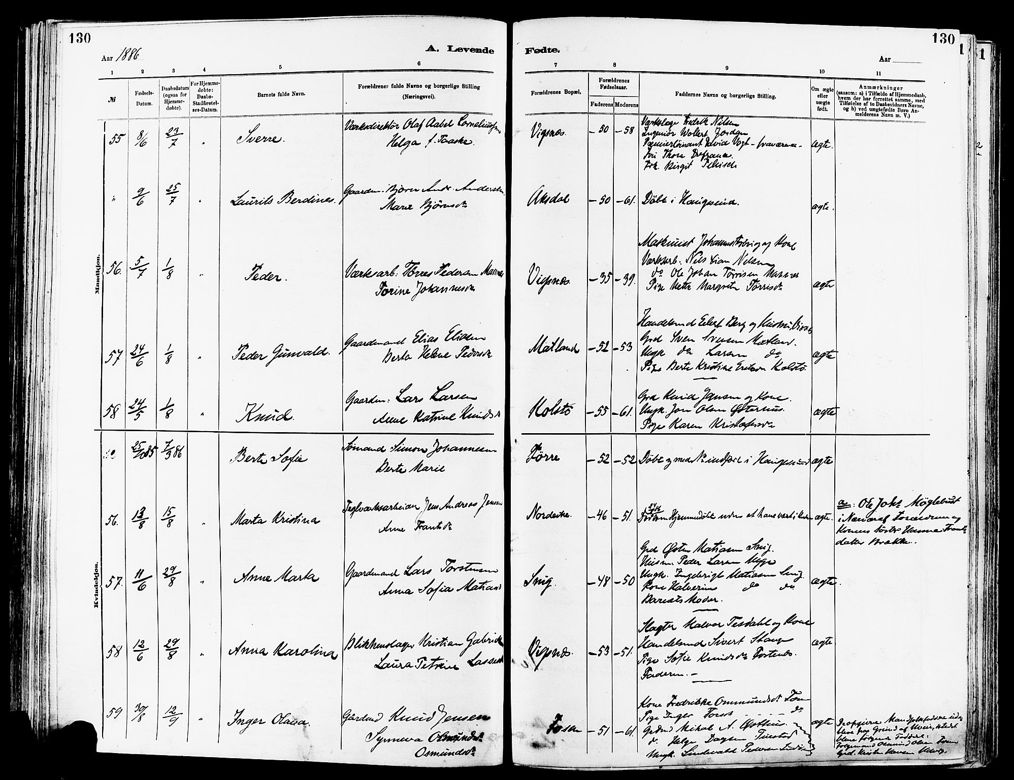 Avaldsnes sokneprestkontor, AV/SAST-A -101851/H/Ha/Haa/L0014: Parish register (official) no. A 14, 1880-1889, p. 130