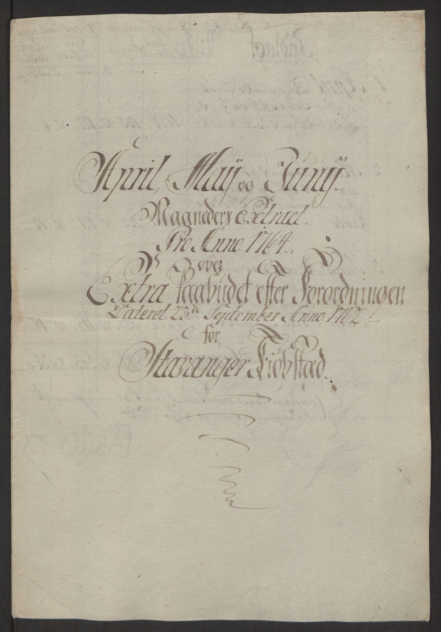 Rentekammeret inntil 1814, Reviderte regnskaper, Byregnskaper, AV/RA-EA-4066/R/Ro/L0305/0001: [O6] Kontribusjonsregnskap / Ekstraskatt, 1762-1768, p. 69