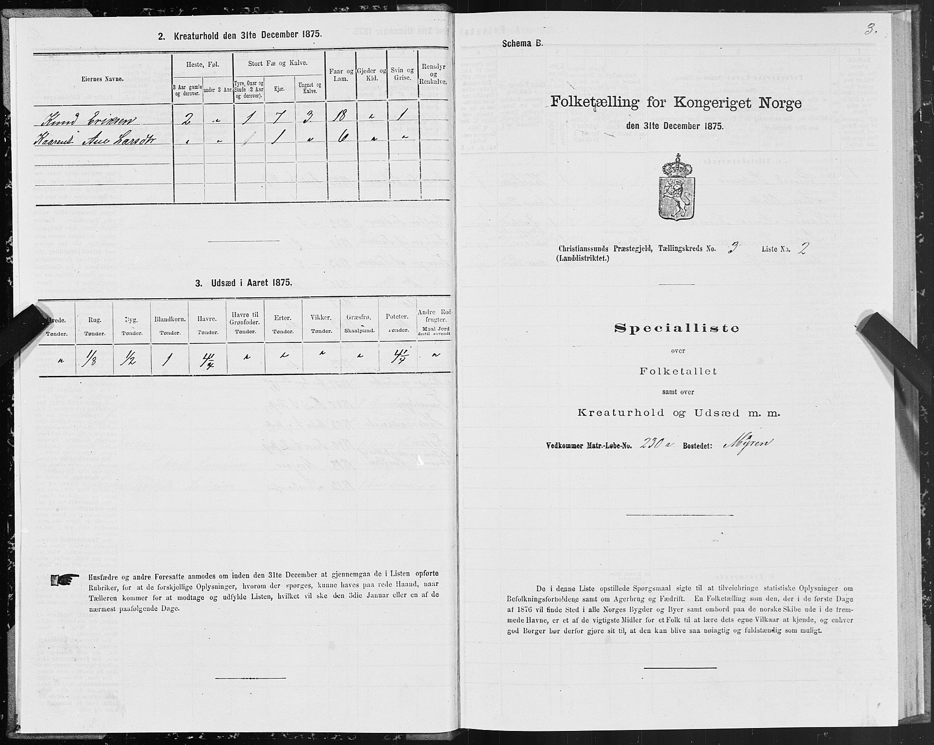 SAT, 1875 census for 1556L Kristiansund/Frei og Grip, 1875, p. 2003