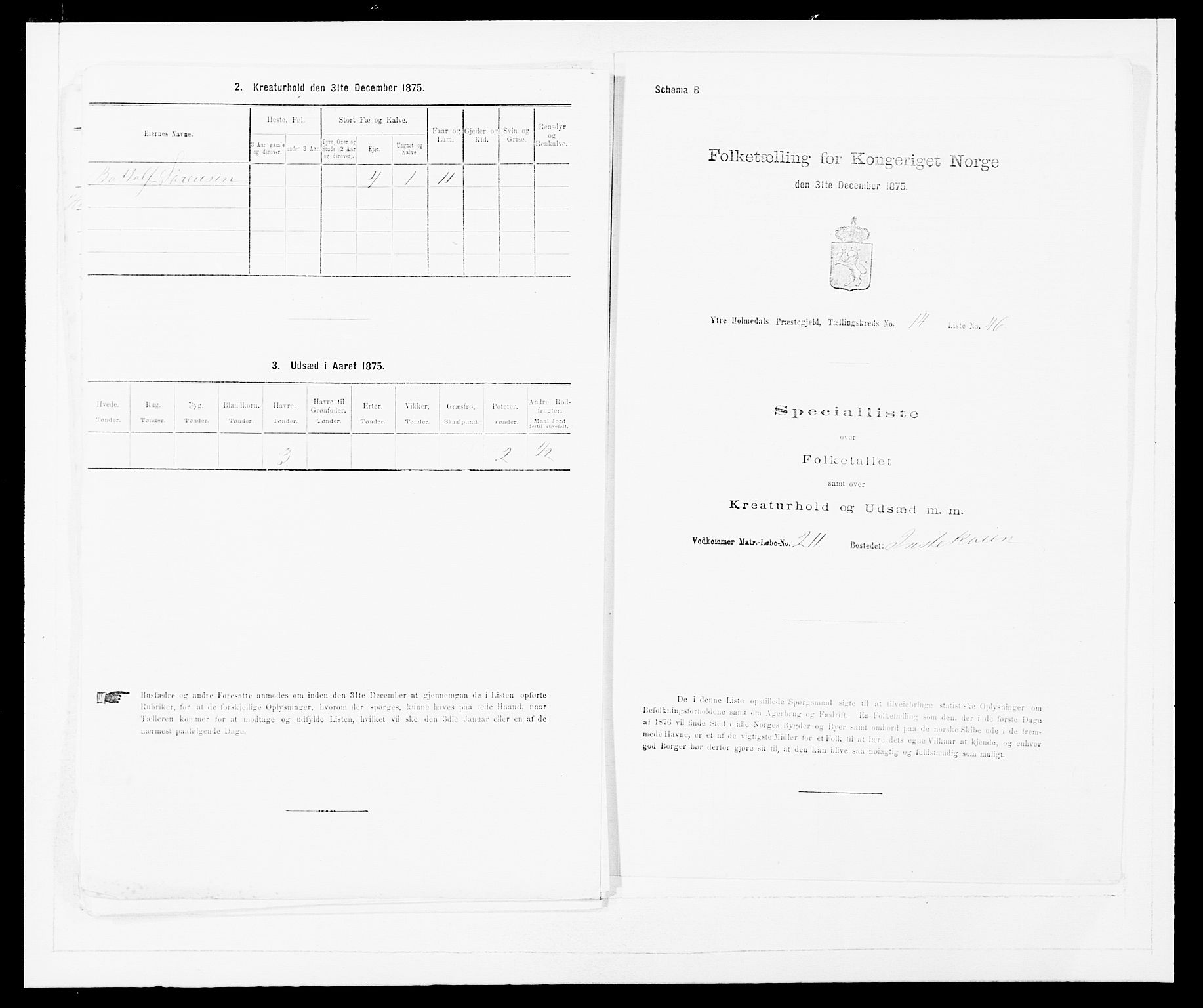 SAB, 1875 census for 1429P Ytre Holmedal, 1875, p. 997