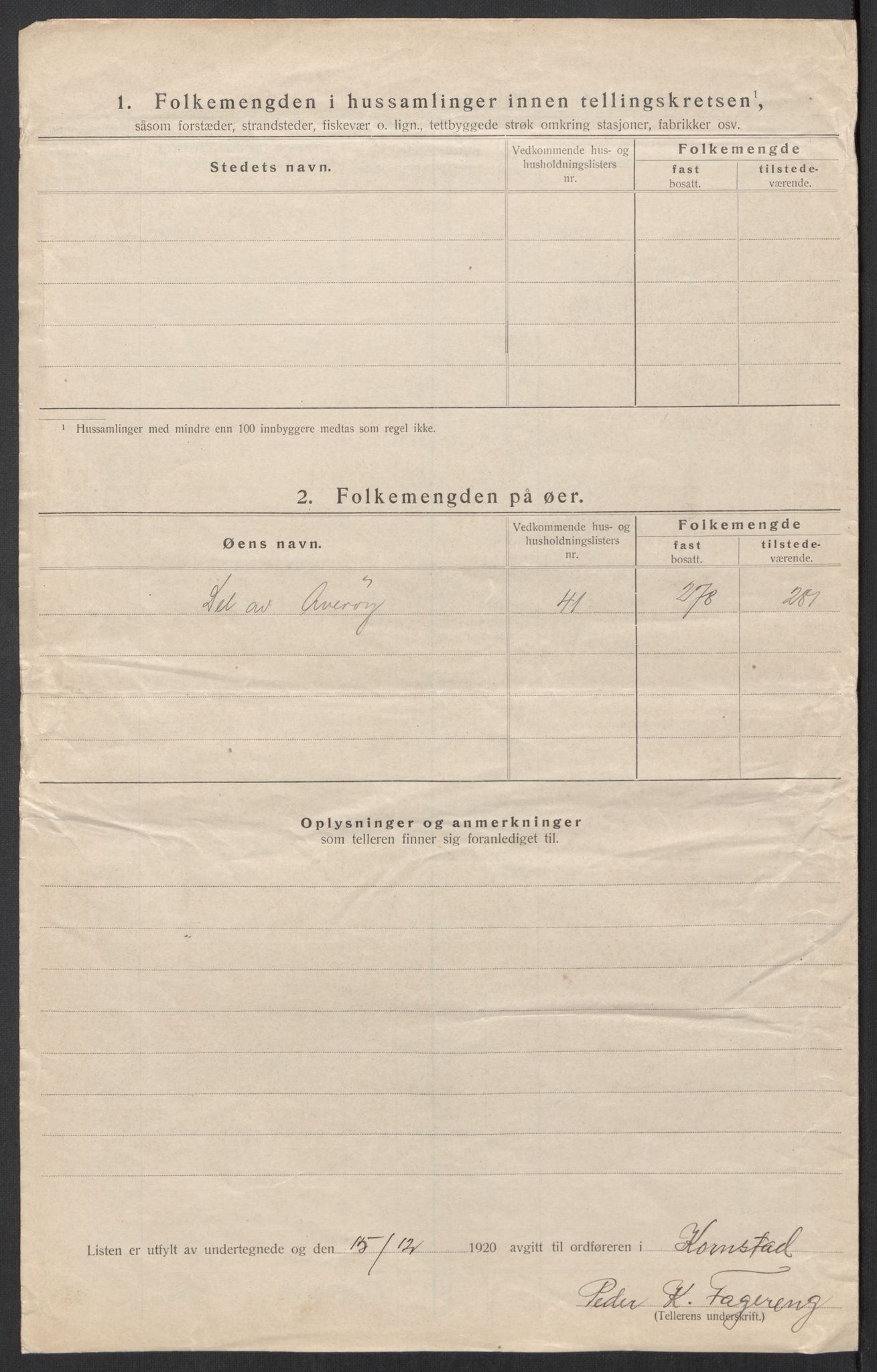 SAT, 1920 census for Kornstad, 1920, p. 11