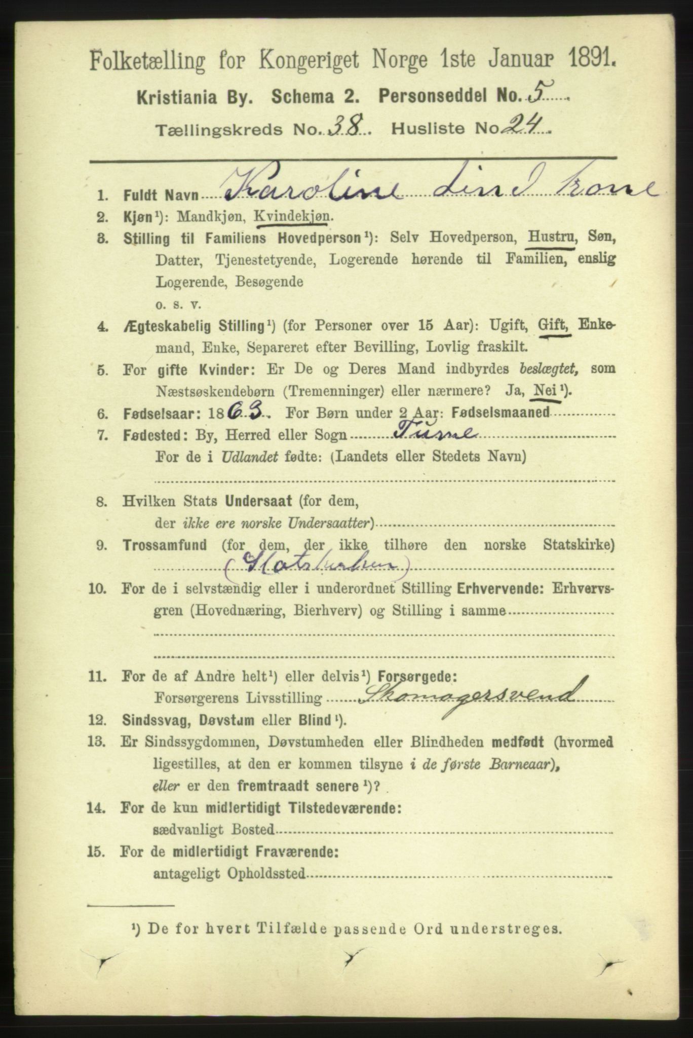 RA, 1891 census for 0301 Kristiania, 1891, p. 21865