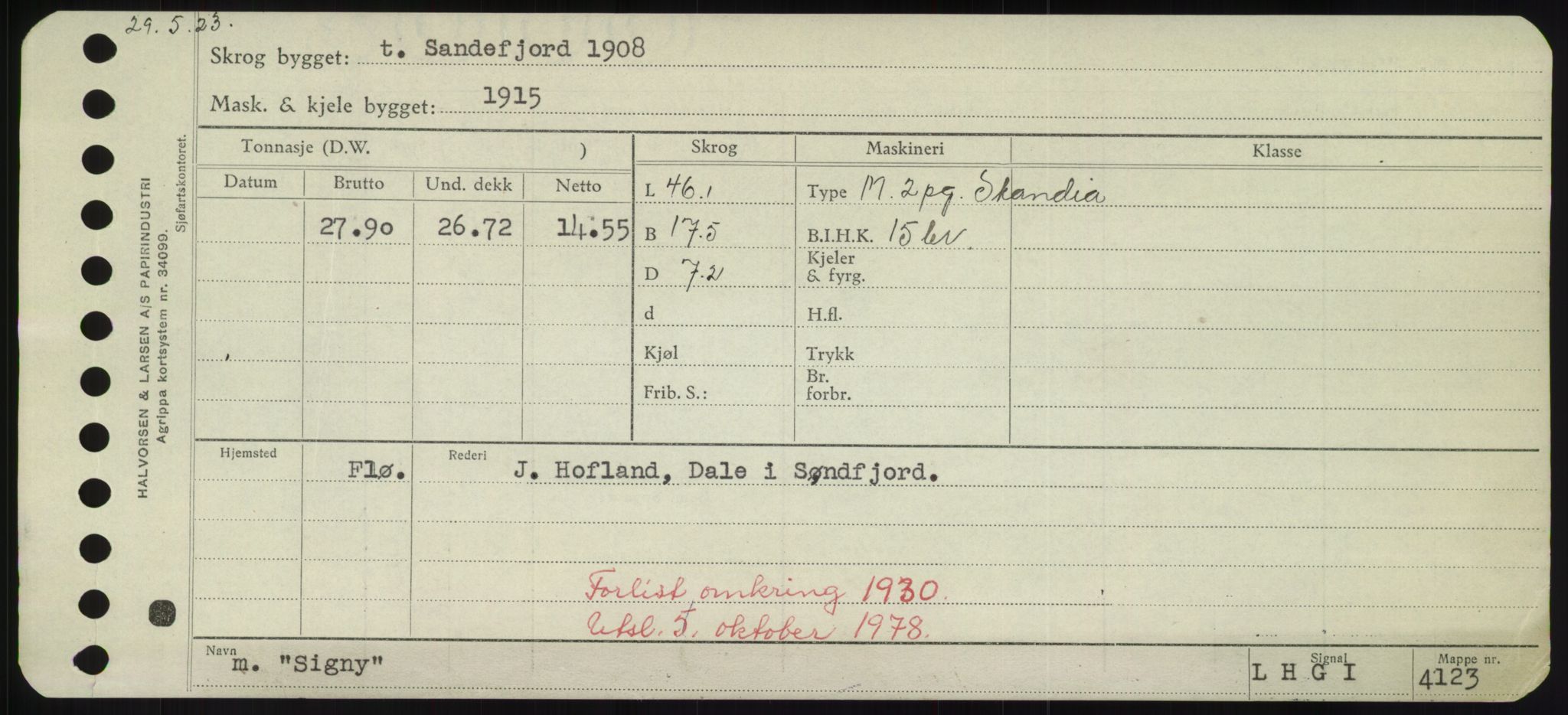 Sjøfartsdirektoratet med forløpere, Skipsmålingen, RA/S-1627/H/Hd/L0033: Fartøy, Sevi-Sjø, p. 85