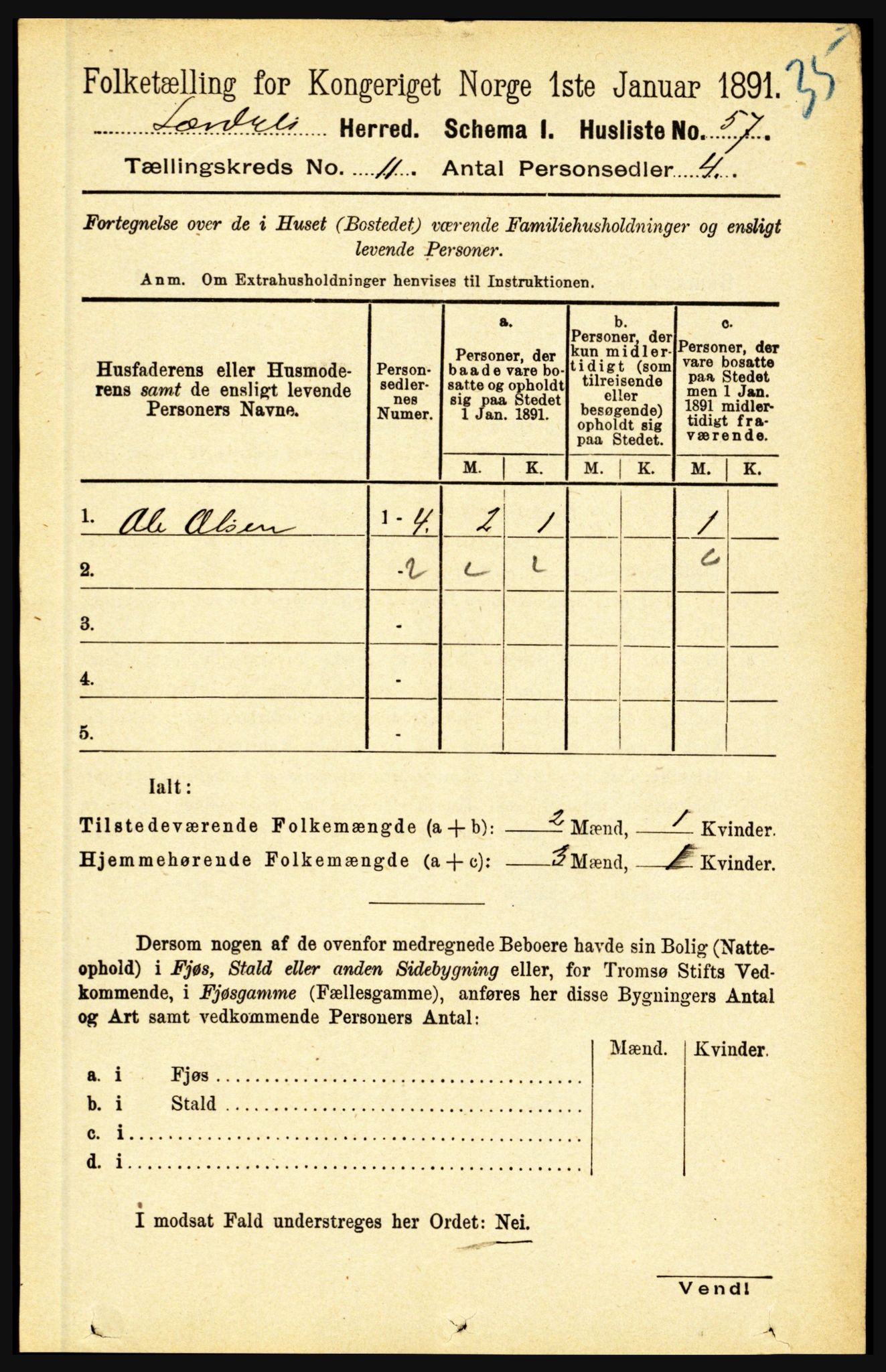 RA, 1891 census for 1422 Lærdal, 1891, p. 2153