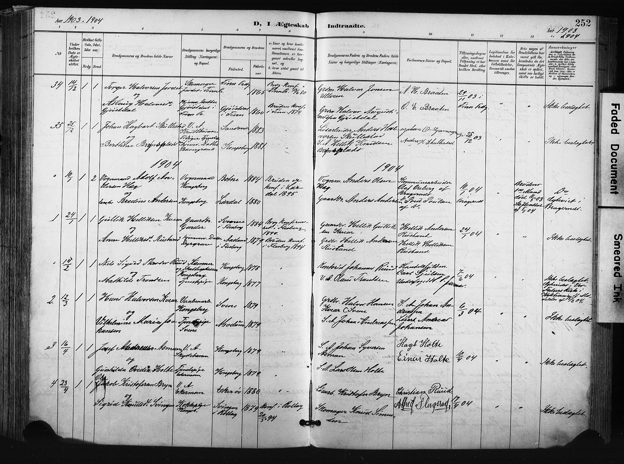Kongsberg kirkebøker, AV/SAKO-A-22/F/Fb/L0003: Parish register (official) no. II 3, 1896-1905, p. 252