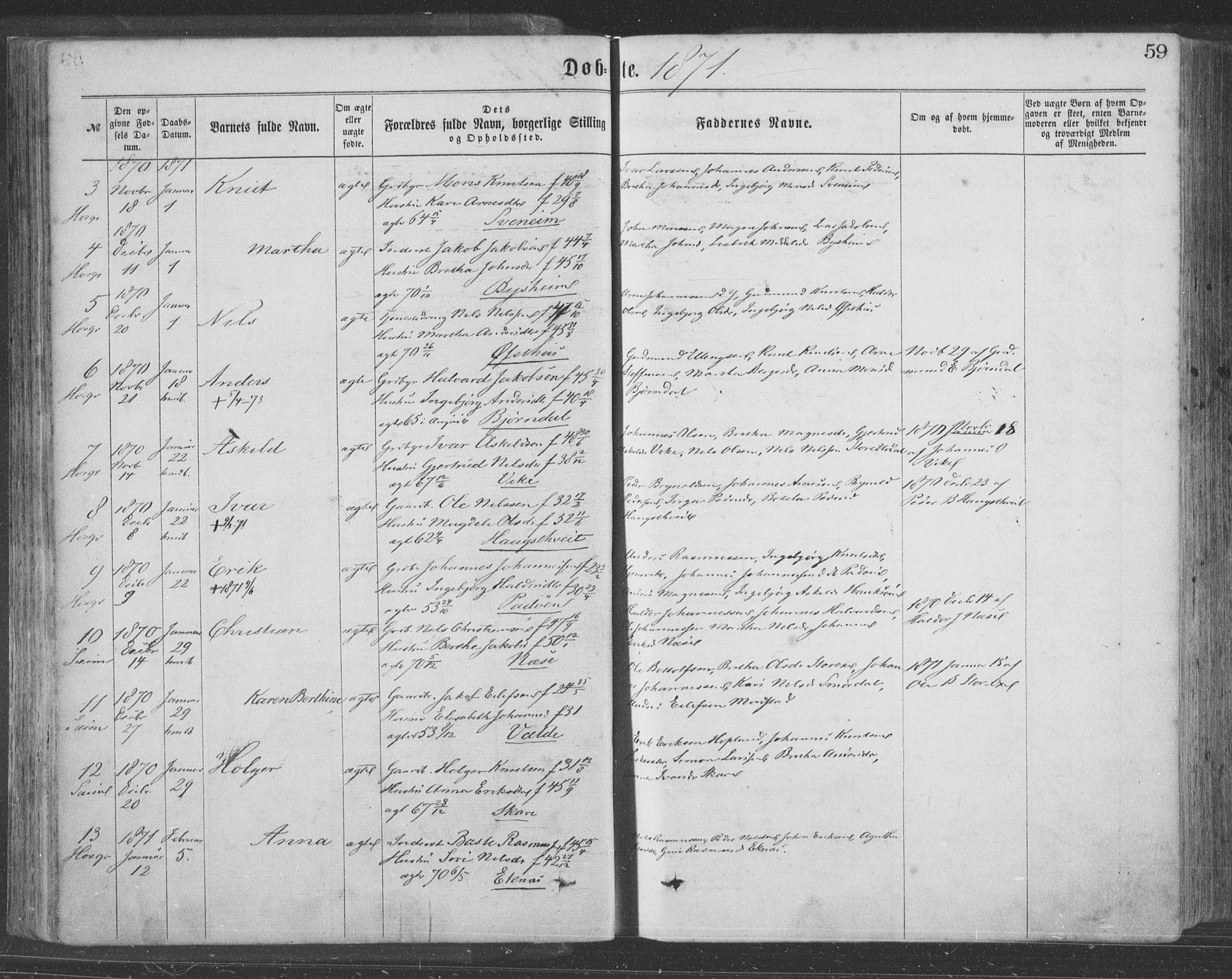 Hosanger sokneprestembete, SAB/A-75801/H/Haa: Parish register (official) no. A 9, 1864-1876, p. 59