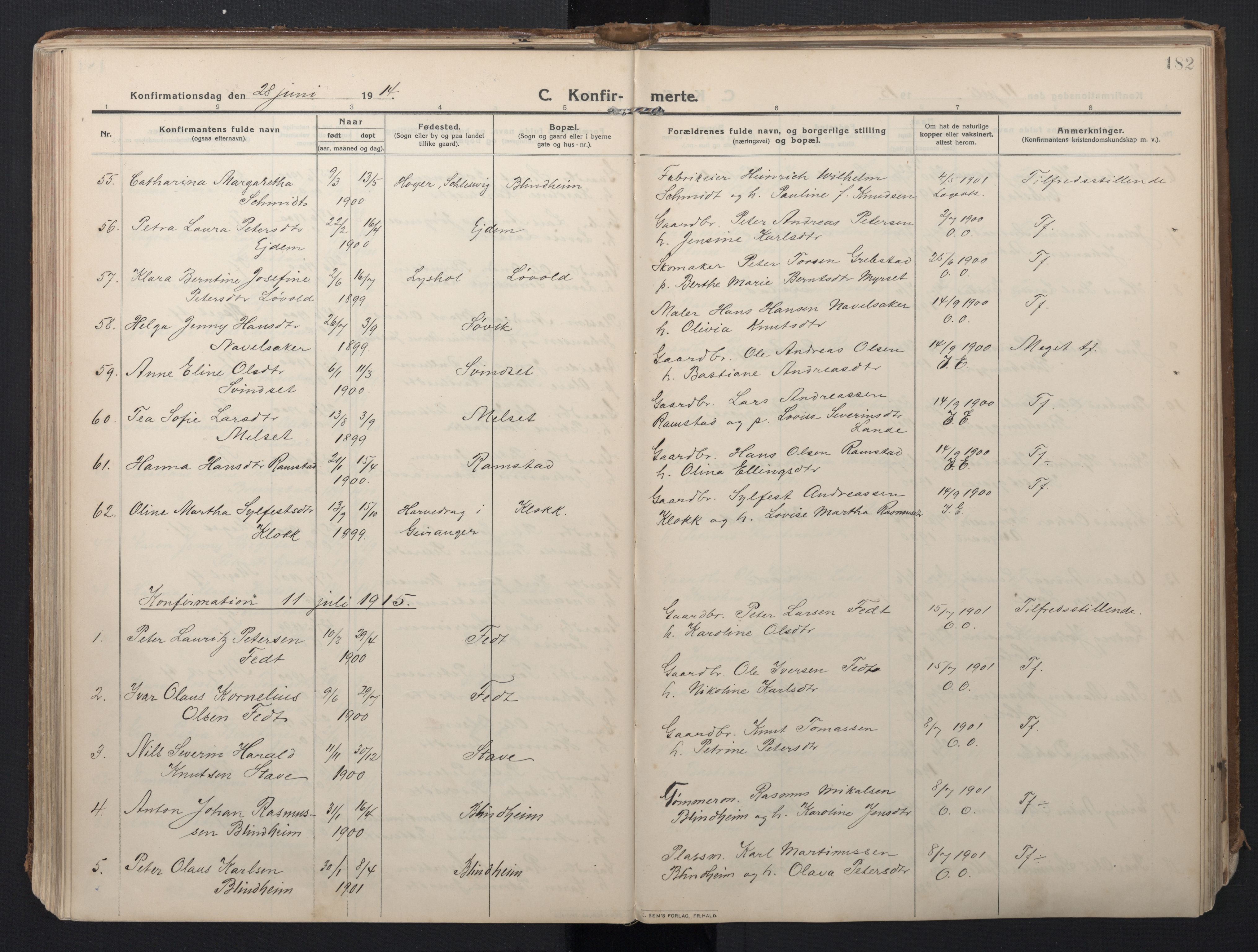 Ministerialprotokoller, klokkerbøker og fødselsregistre - Møre og Romsdal, AV/SAT-A-1454/523/L0337: Parish register (official) no. 523A04, 1911-1929, p. 182