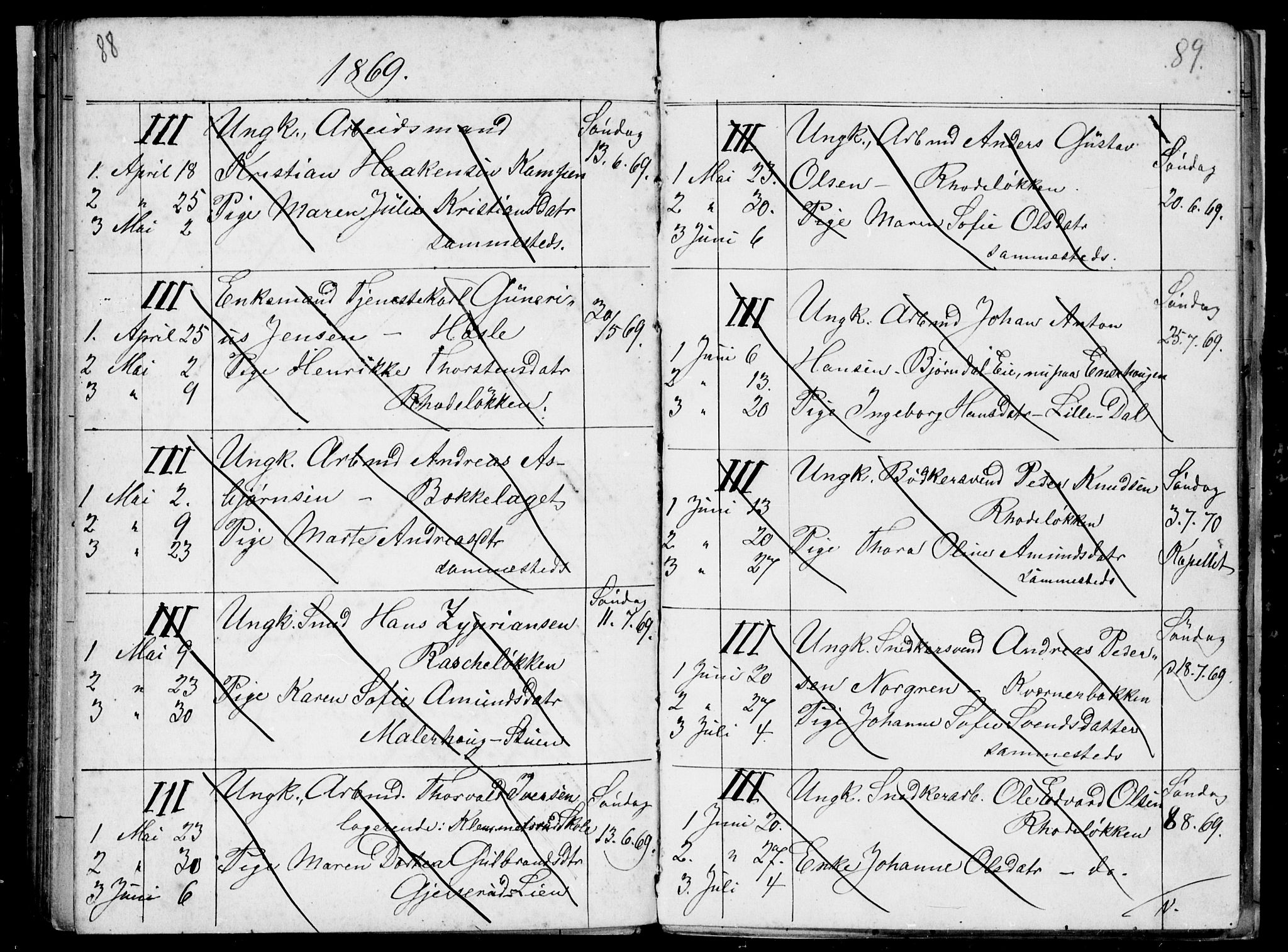 Østre Aker prestekontor Kirkebøker, AV/SAO-A-10840/H/Ha/L0002: Banns register no. I 2, 1861-1872, p. 88-89