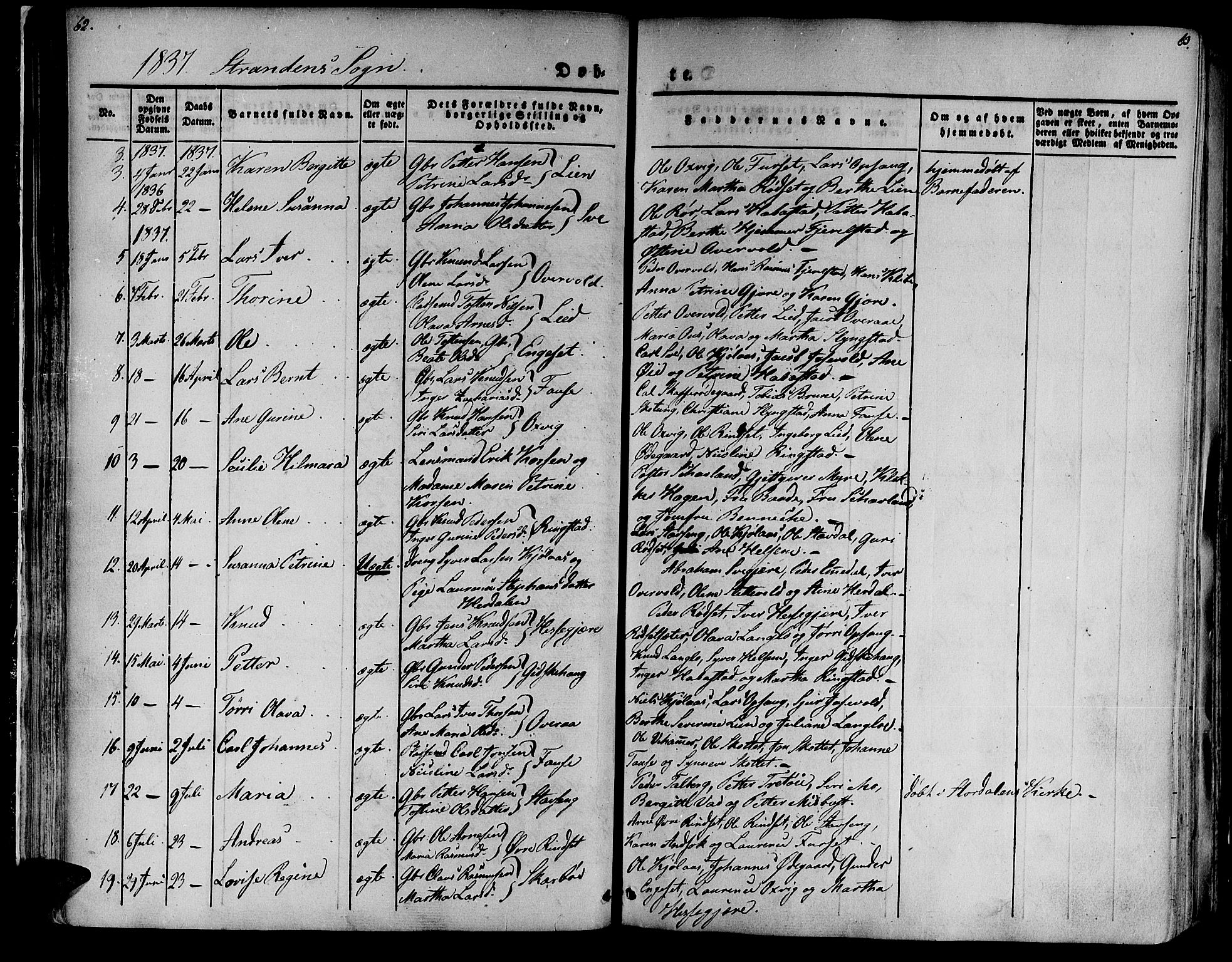 Ministerialprotokoller, klokkerbøker og fødselsregistre - Møre og Romsdal, AV/SAT-A-1454/520/L0274: Parish register (official) no. 520A04, 1827-1864, p. 62-63