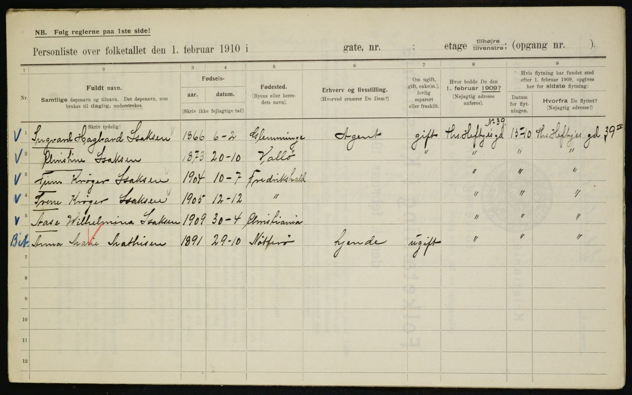 OBA, Municipal Census 1910 for Kristiania, 1910, p. 17264