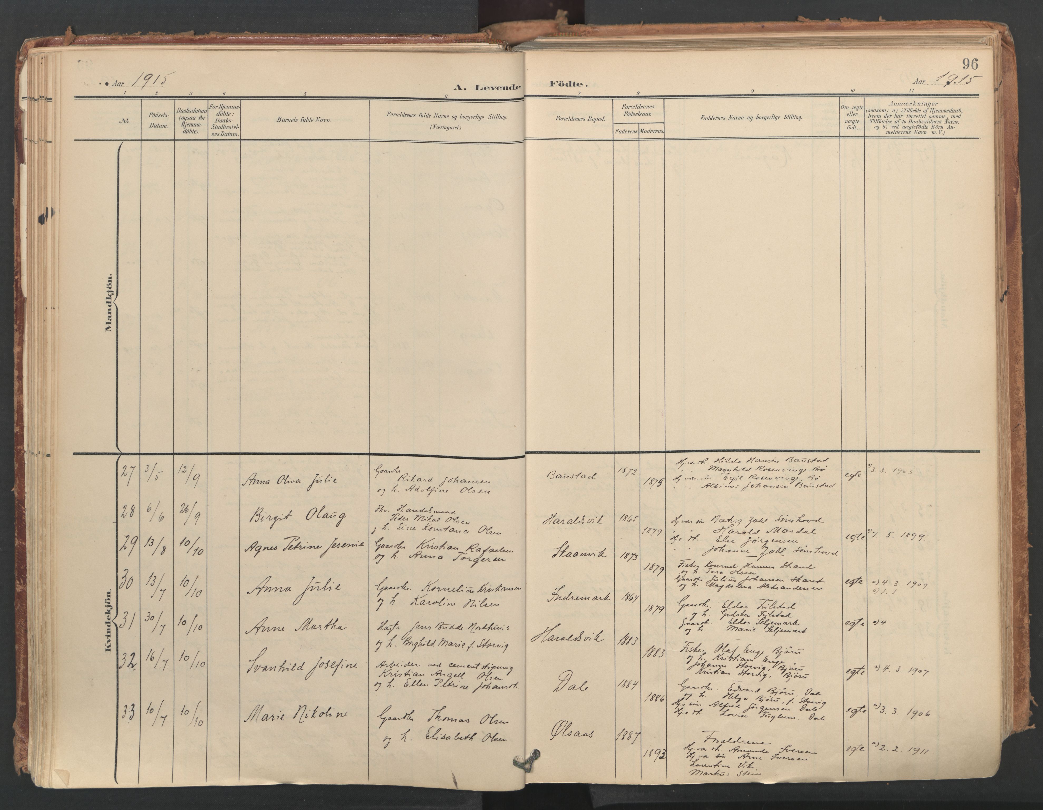 Ministerialprotokoller, klokkerbøker og fødselsregistre - Nordland, AV/SAT-A-1459/812/L0180: Parish register (official) no. 812A09, 1901-1915, p. 96