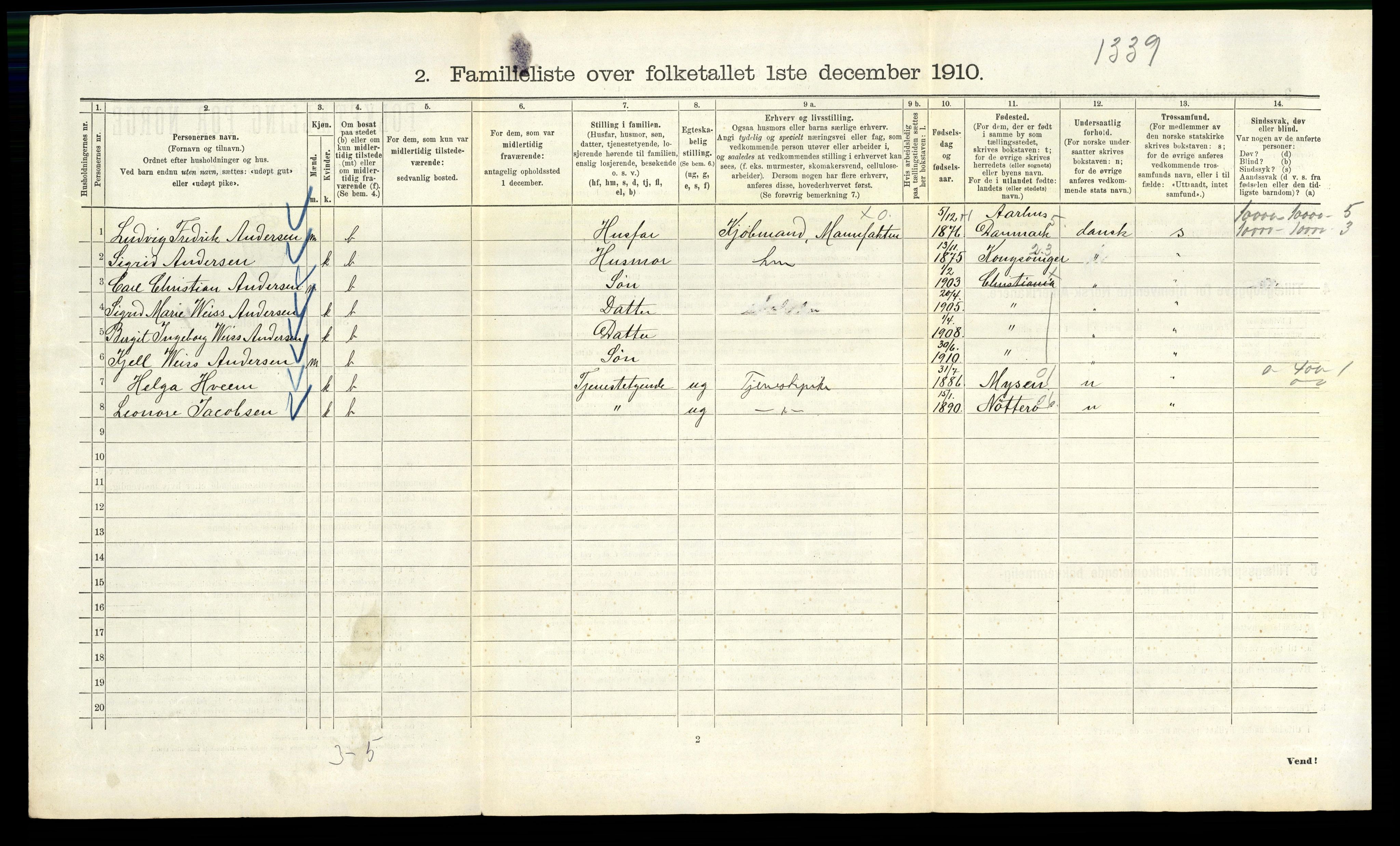 RA, 1910 census for Kristiania, 1910, p. 56248