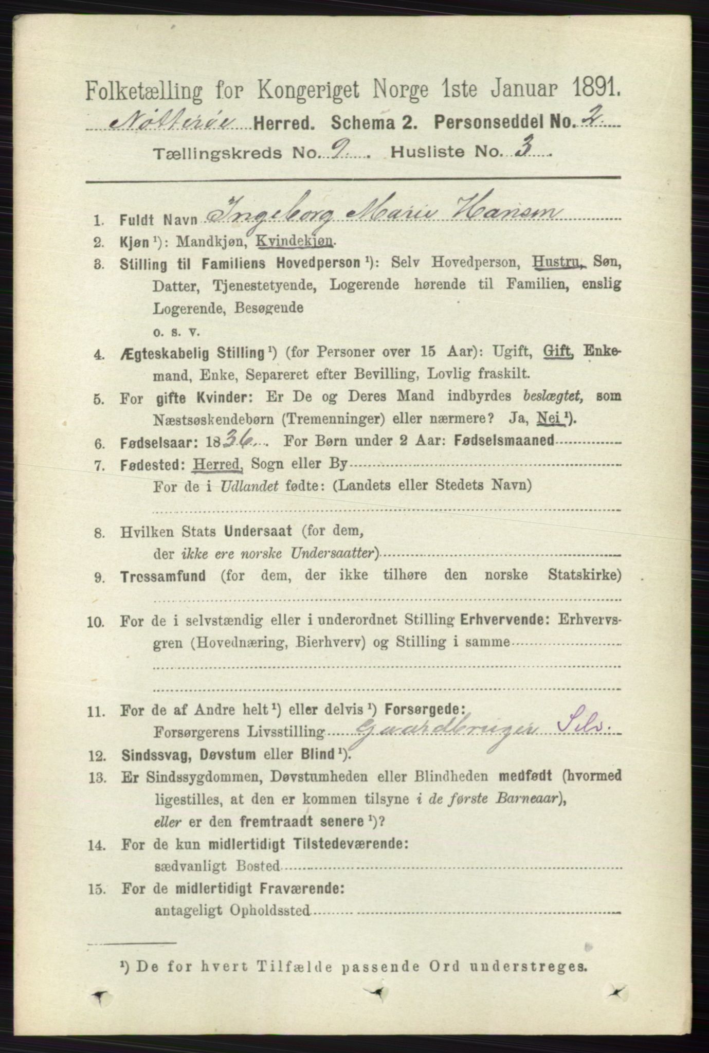 RA, 1891 census for 0722 Nøtterøy, 1891, p. 4572