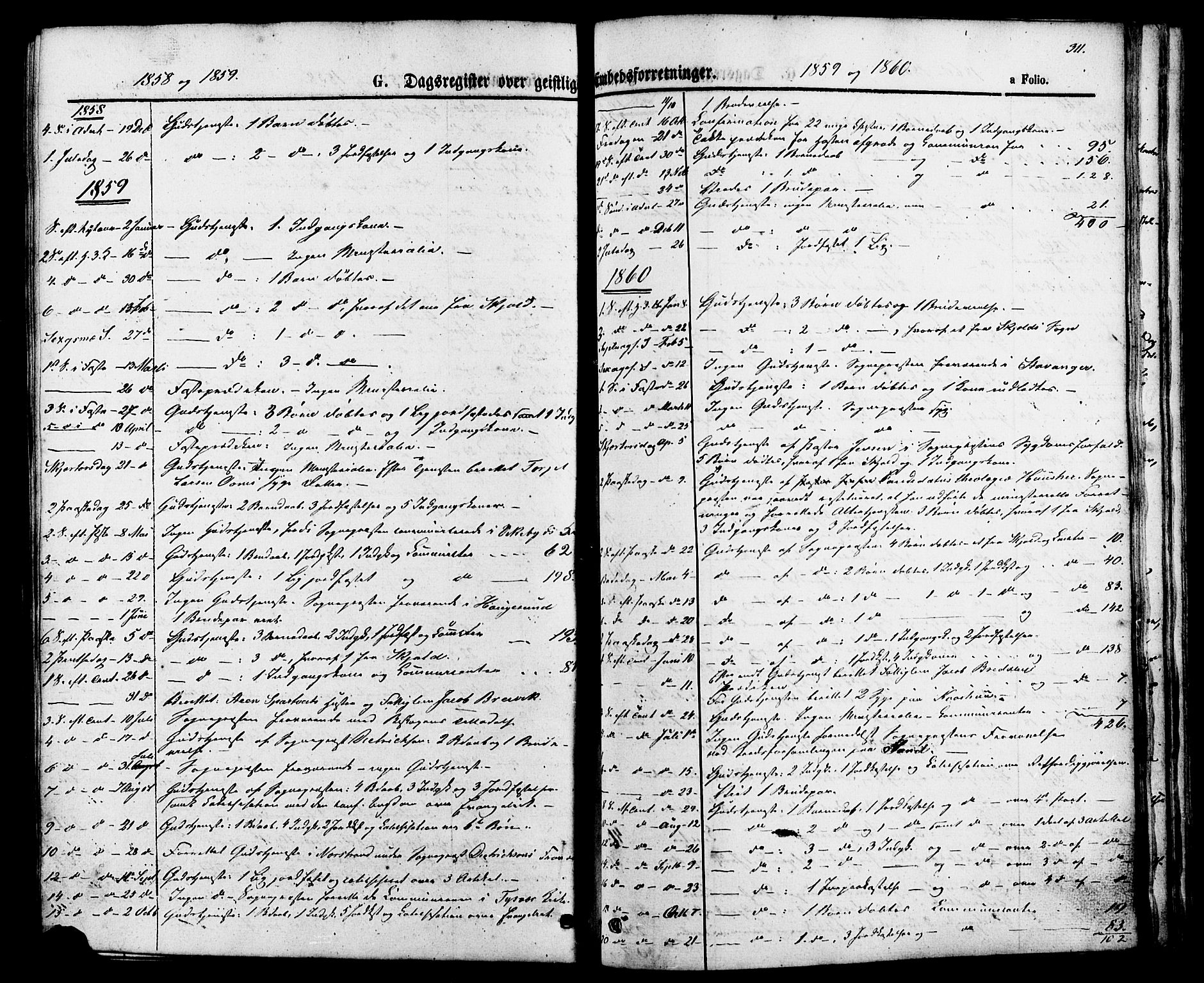 Skjold sokneprestkontor, SAST/A-101847/H/Ha/Haa/L0007: Parish register (official) no. A 7, 1857-1882, p. 311