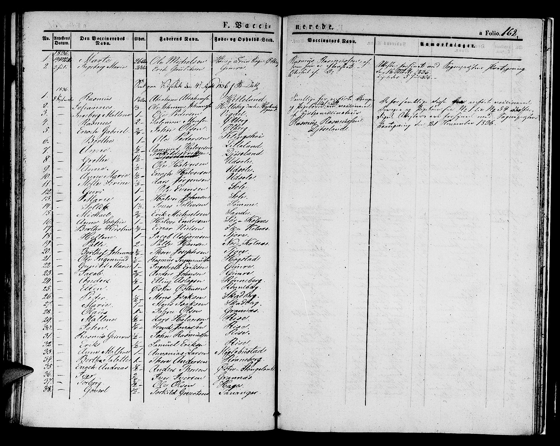 Håland sokneprestkontor, SAST/A-101802/001/30BA/L0005: Parish register (official) no. A 5, 1829-1841, p. 162