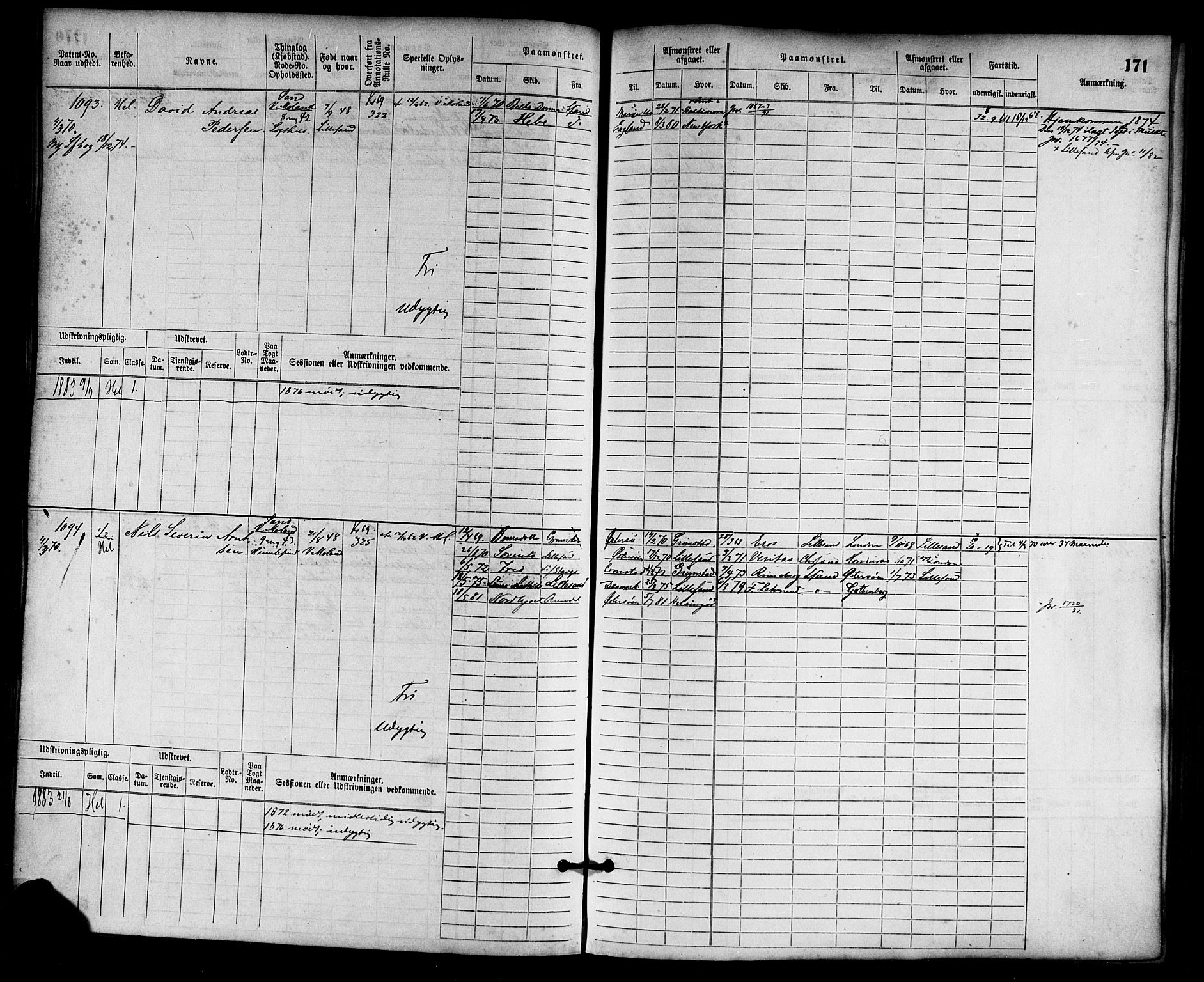 Lillesand mønstringskrets, AV/SAK-2031-0014/F/Fb/L0013: Hovedrulle nr 755-1516 uten register, G-4, 1869-1920, p. 177