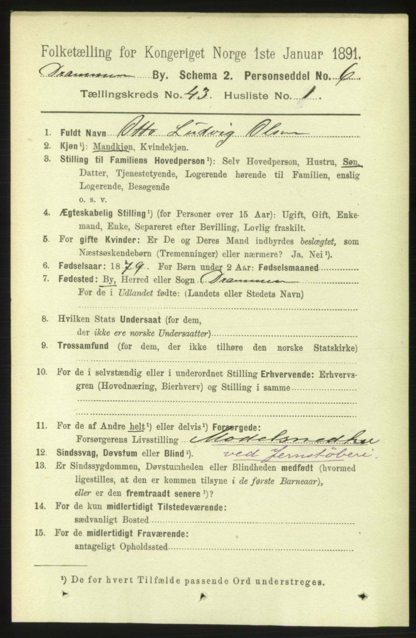 RA, 1891 census for 0602 Drammen, 1891, p. 25044