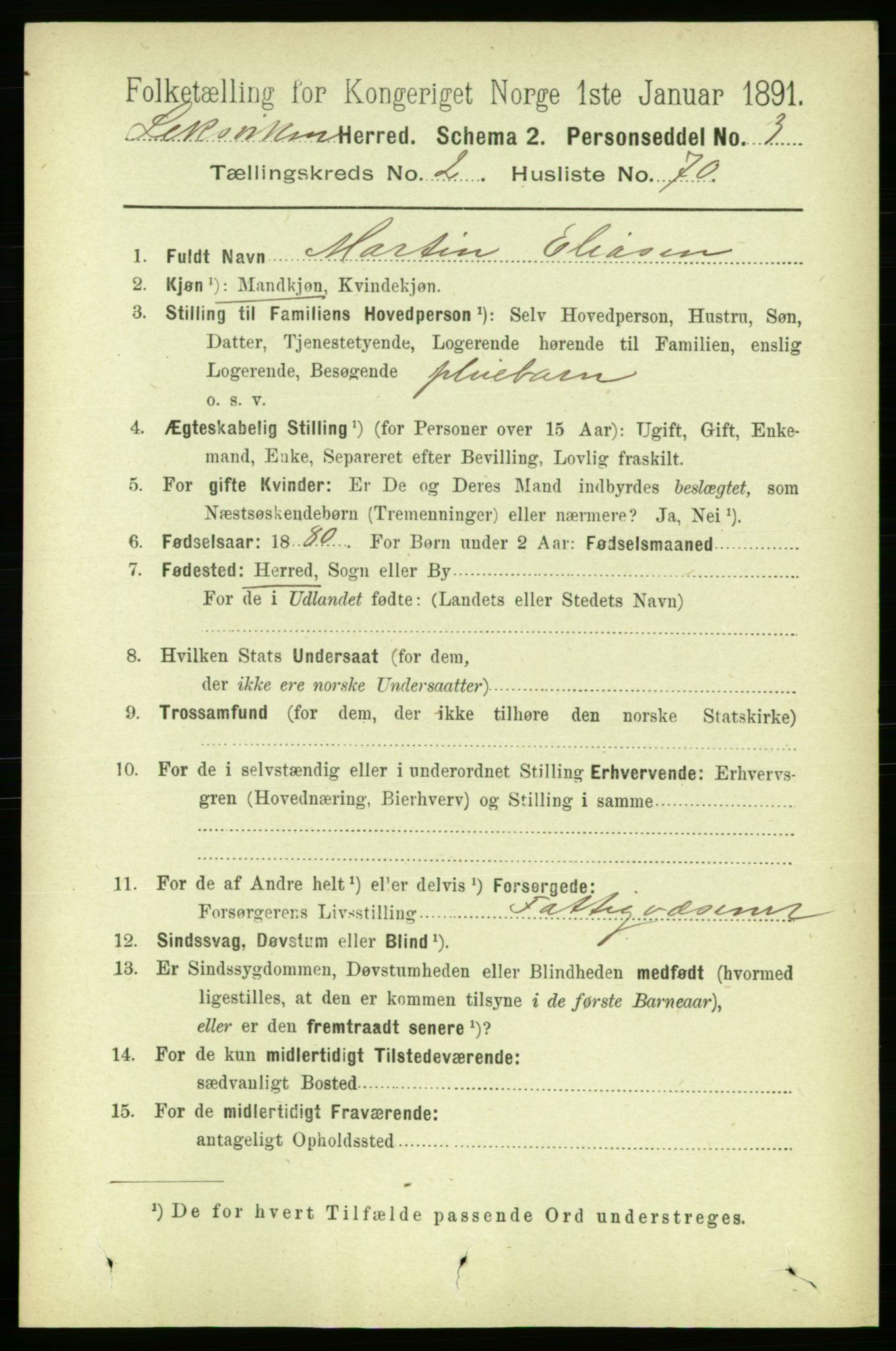 RA, 1891 census for 1718 Leksvik, 1891, p. 1073