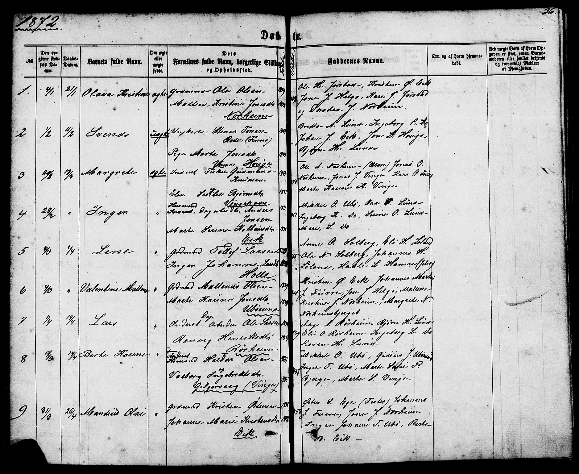 Nedstrand sokneprestkontor, AV/SAST-A-101841/01/IV: Parish register (official) no. A 10, 1861-1887, p. 36