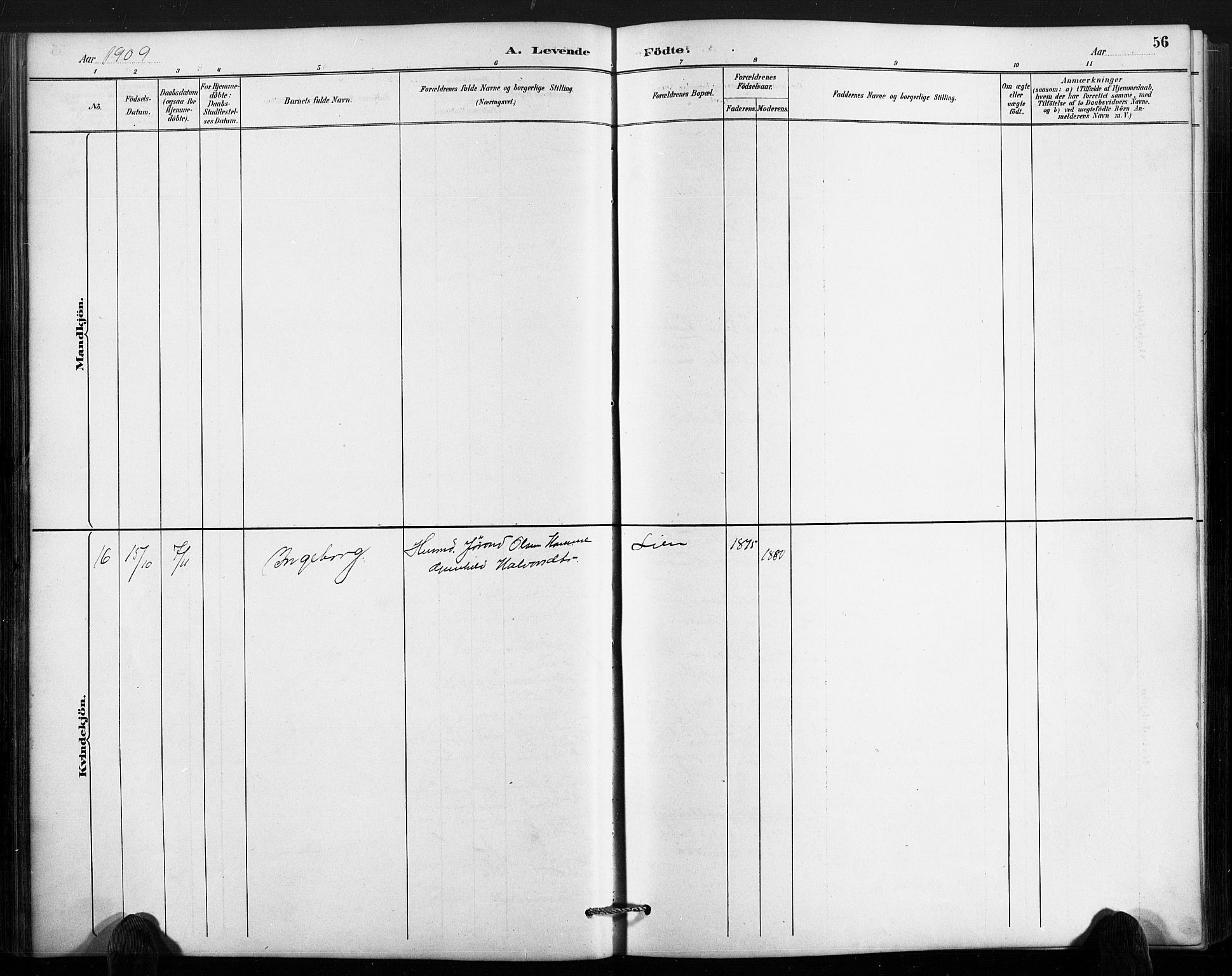 Valle sokneprestkontor, SAK/1111-0044/F/Fb/Fbc/L0004: Parish register (copy) no. B 4, 1890-1928, p. 56