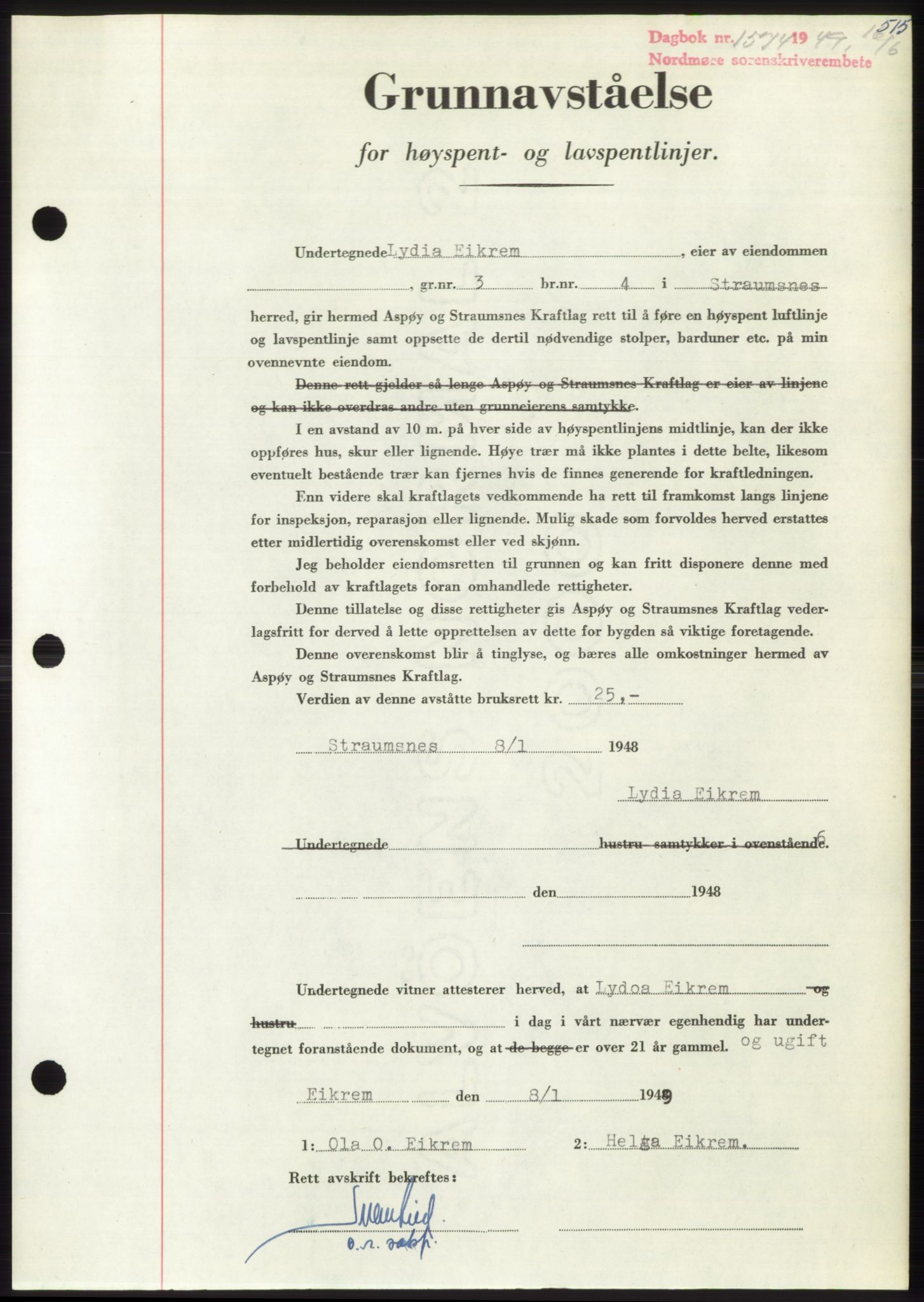 Nordmøre sorenskriveri, AV/SAT-A-4132/1/2/2Ca: Mortgage book no. B101, 1949-1949, Diary no: : 1574/1949