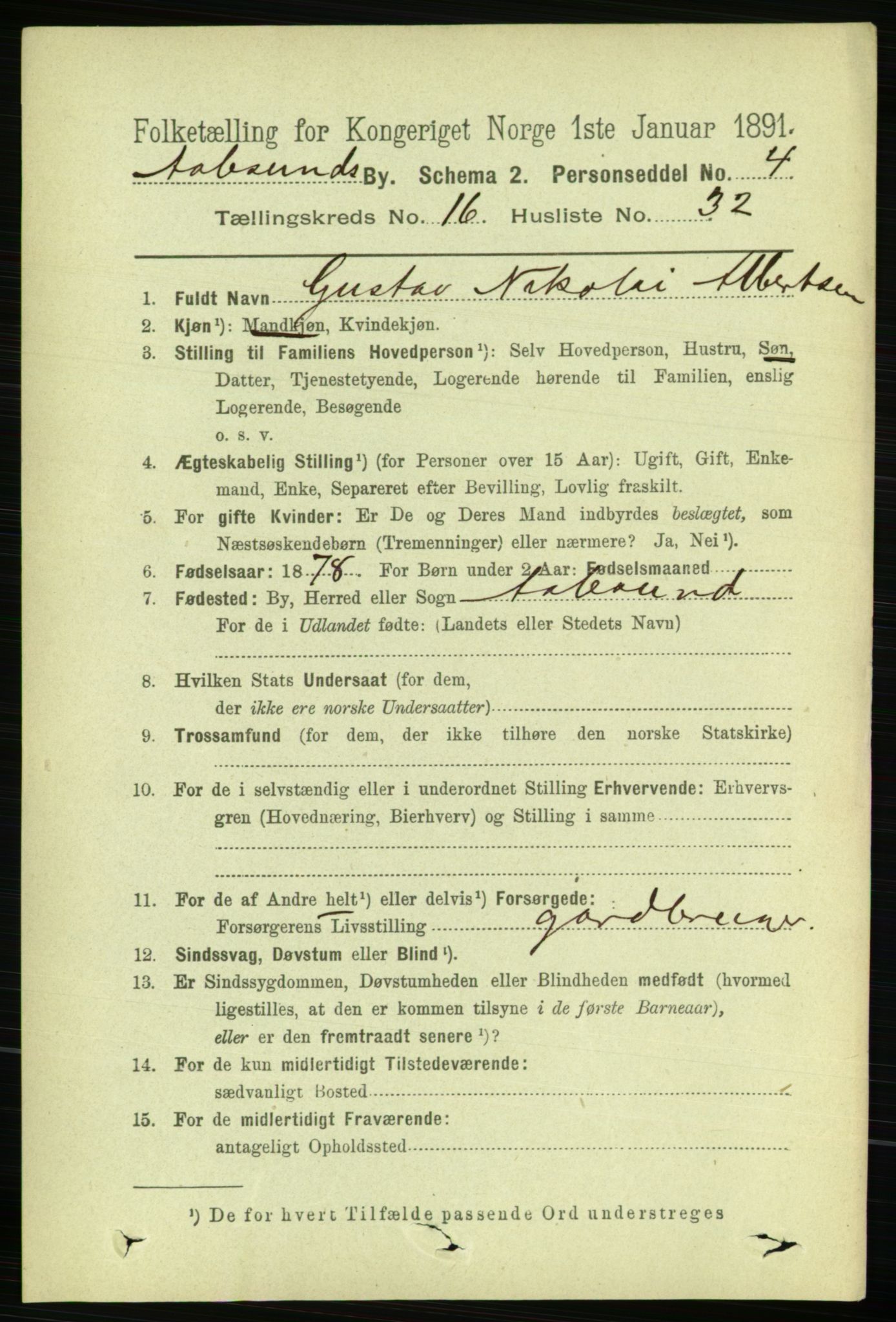 RA, 1891 census for 1501 Ålesund, 1891, p. 9879