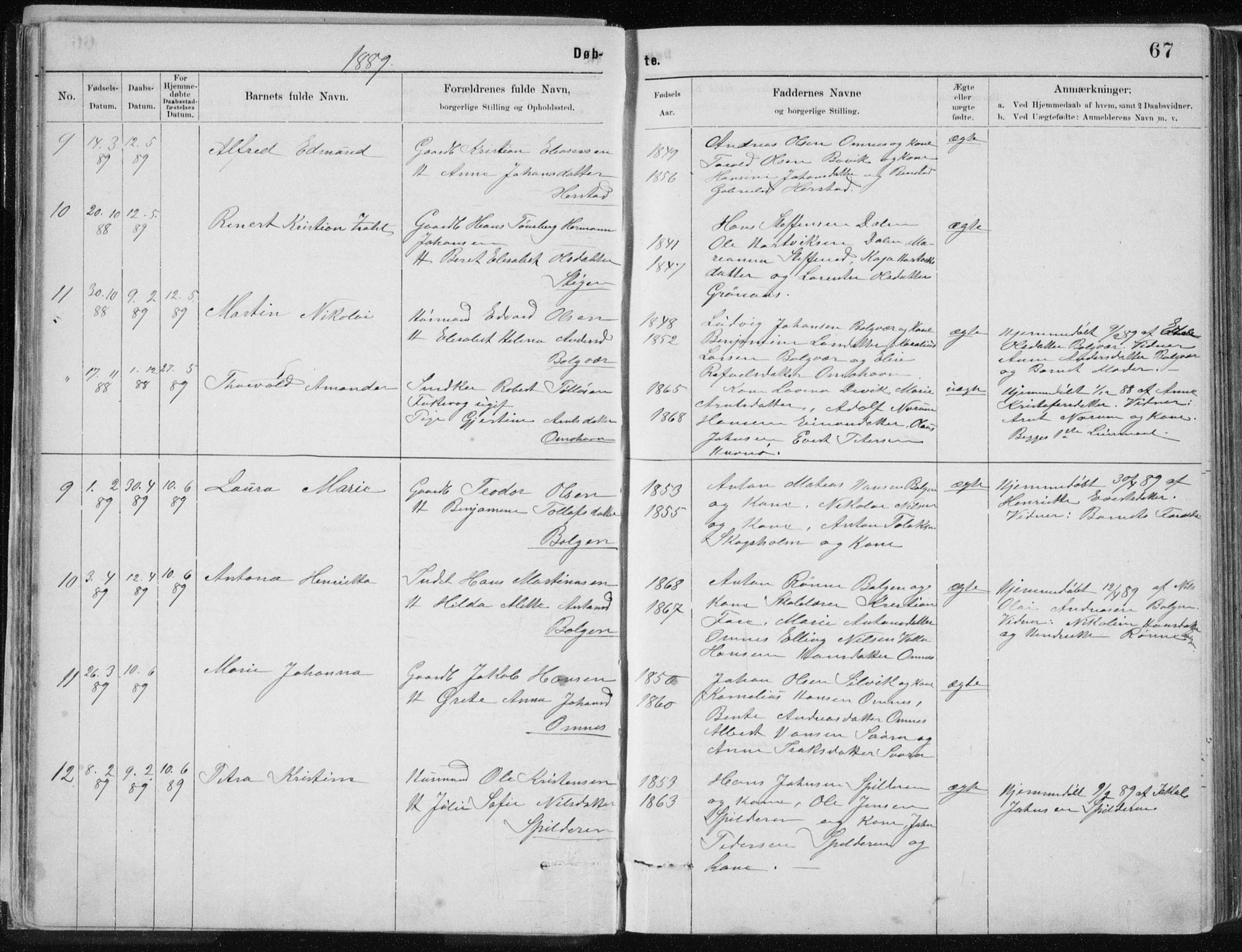 Ministerialprotokoller, klokkerbøker og fødselsregistre - Nordland, SAT/A-1459/843/L0636: Parish register (copy) no. 843C05, 1884-1909, p. 67