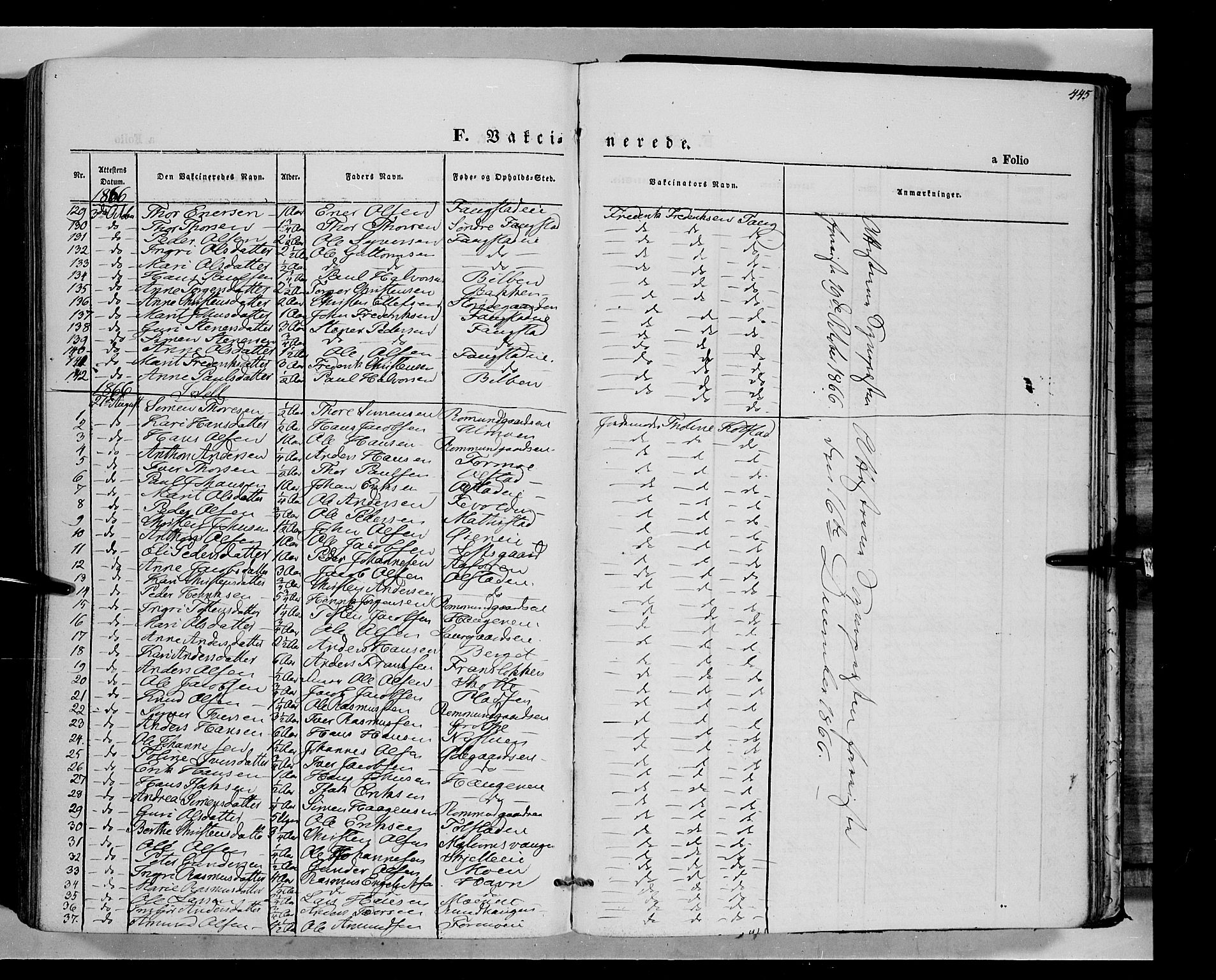 Vågå prestekontor, SAH/PREST-076/H/Ha/Haa/L0006: Parish register (official) no. 6 /1, 1856-1872, p. 445