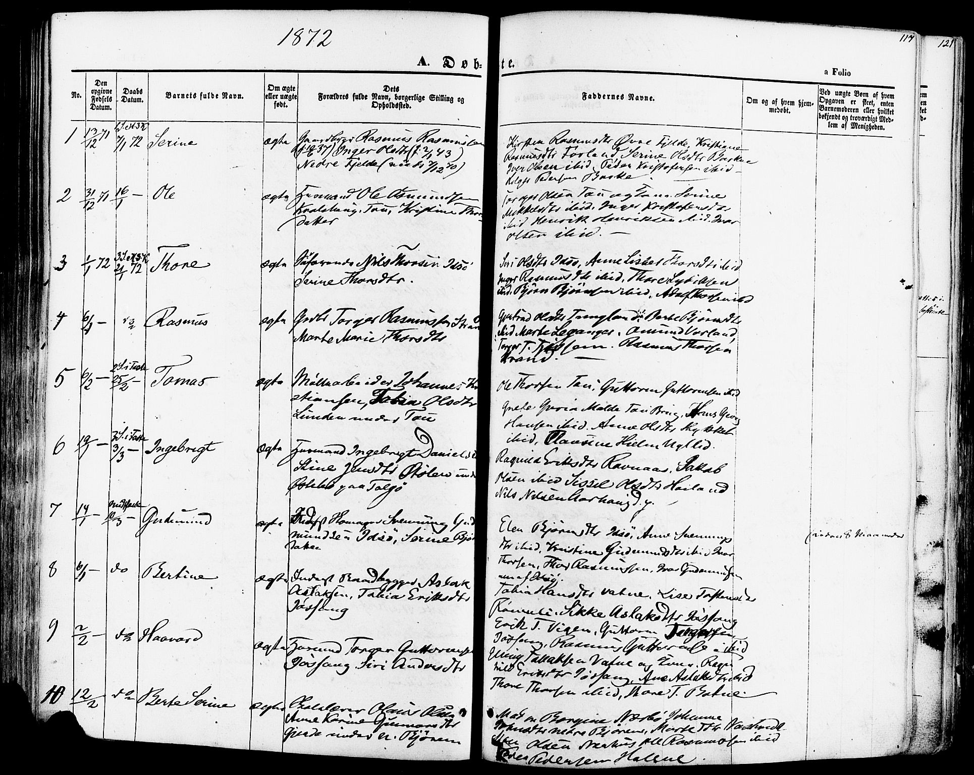 Strand sokneprestkontor, SAST/A-101828/H/Ha/Haa/L0007: Parish register (official) no. A 7, 1855-1881, p. 117