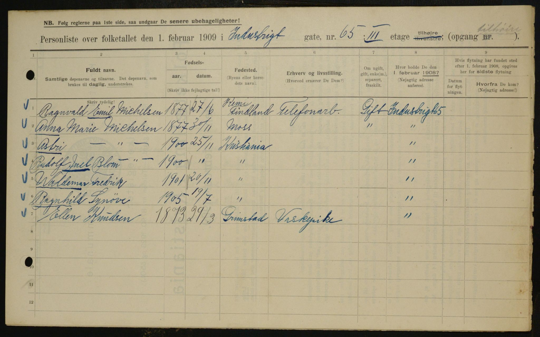 OBA, Municipal Census 1909 for Kristiania, 1909, p. 39934