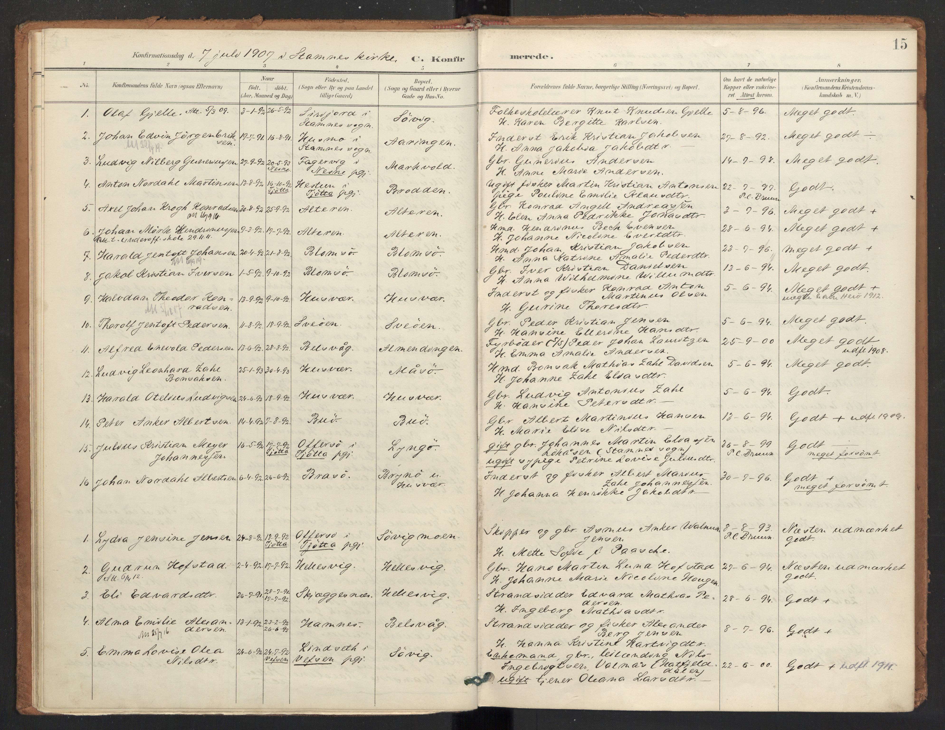 Ministerialprotokoller, klokkerbøker og fødselsregistre - Nordland, SAT/A-1459/830/L0454: Parish register (official) no. 830A18, 1897-1913, p. 15