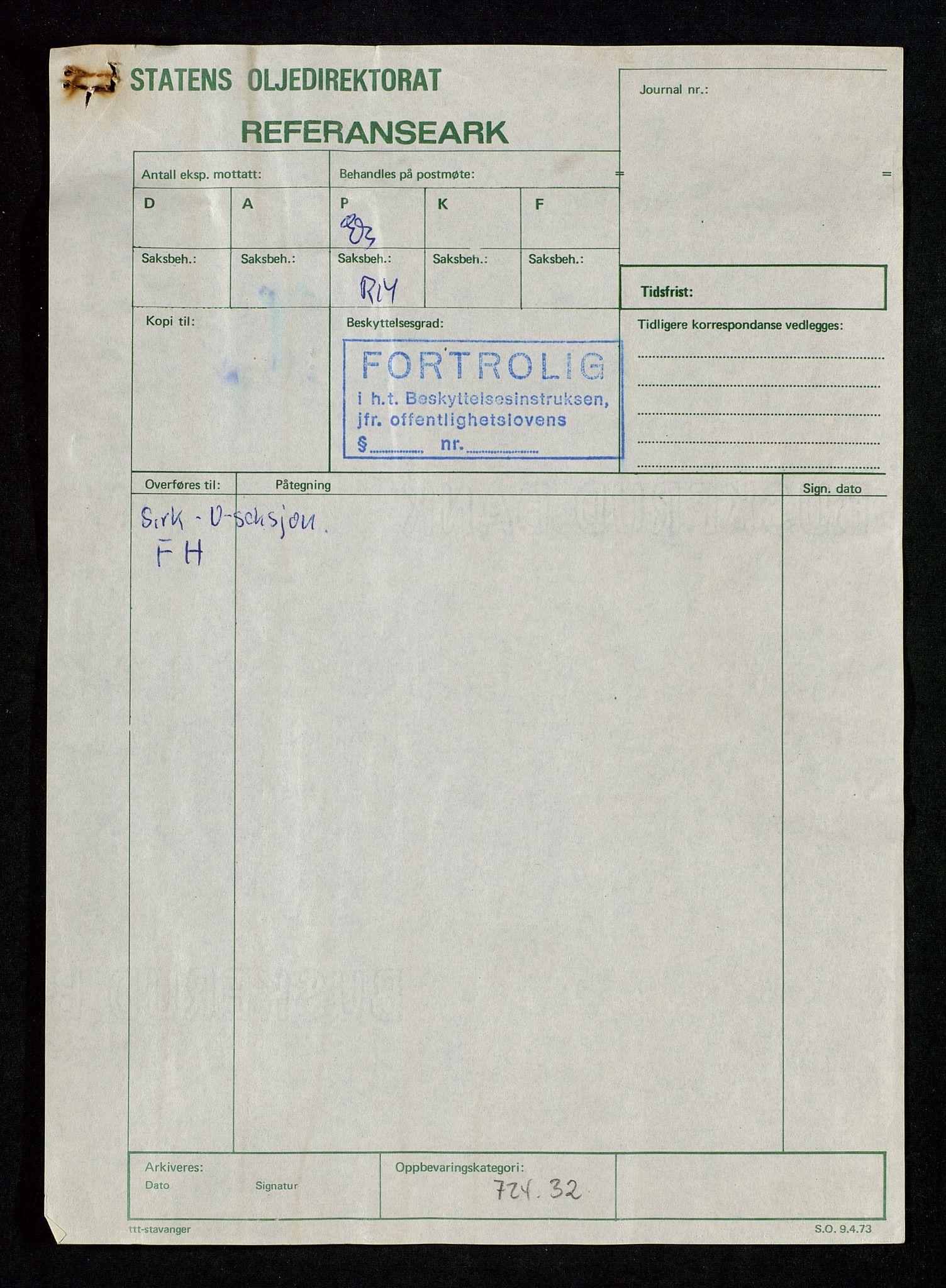 Industridepartementet, Oljekontoret, AV/SAST-A-101348/Da/L0009:  Arkivnøkkel 722 - 725 Geofysikk, geologi, 1969-1972, p. 189