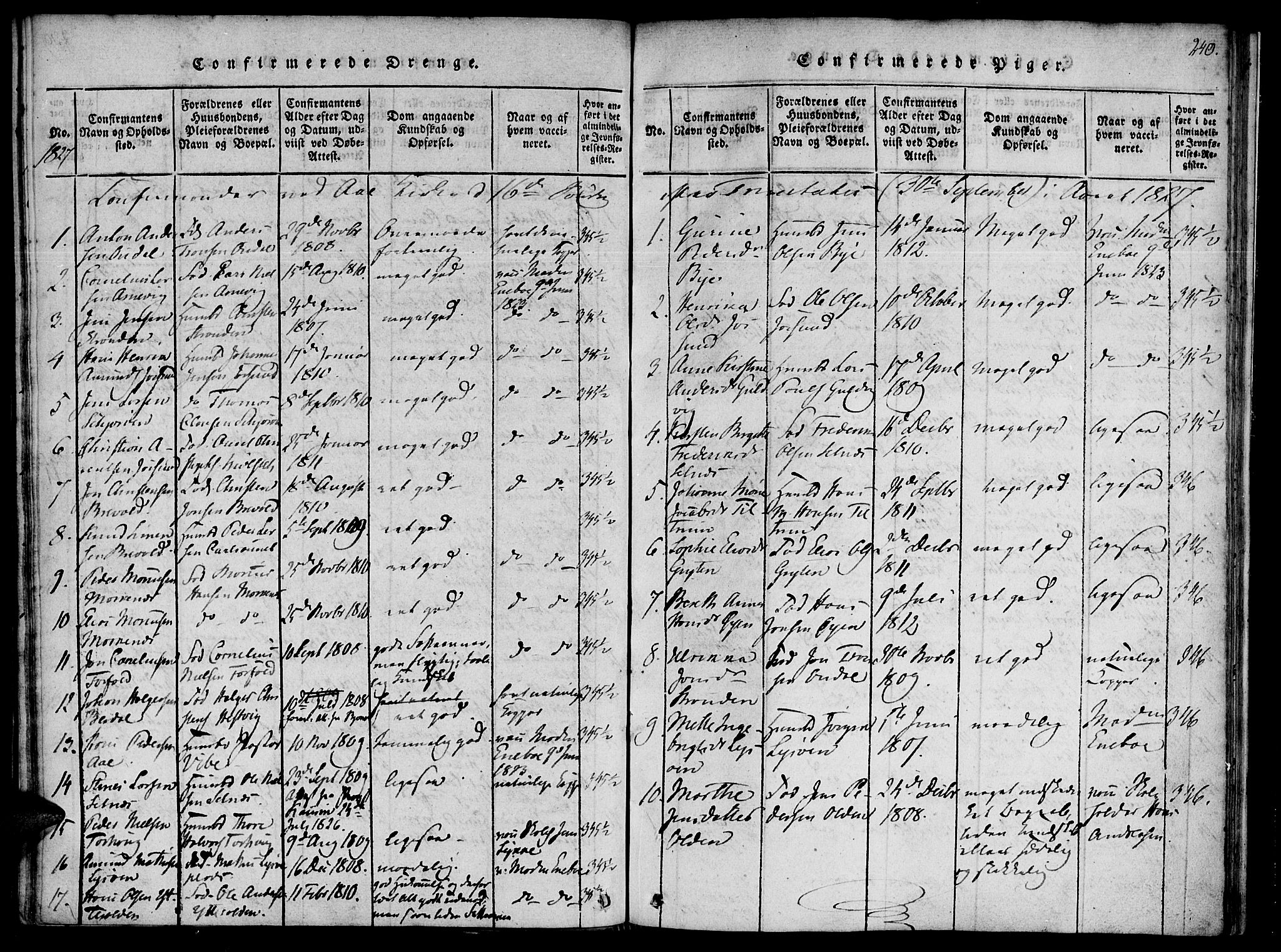 Ministerialprotokoller, klokkerbøker og fødselsregistre - Sør-Trøndelag, SAT/A-1456/655/L0675: Parish register (official) no. 655A04, 1818-1830, p. 240