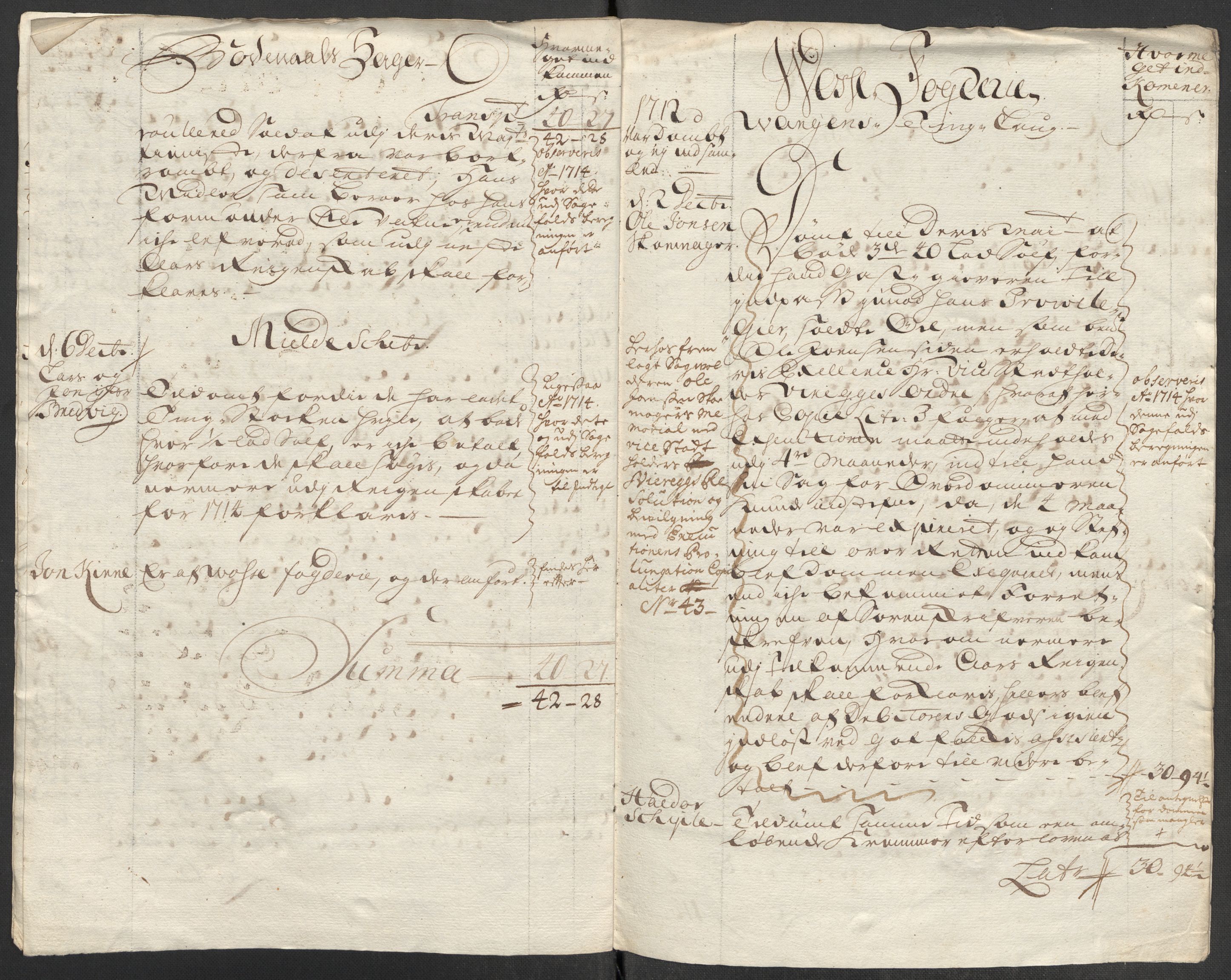 Rentekammeret inntil 1814, Reviderte regnskaper, Fogderegnskap, AV/RA-EA-4092/R51/L3195: Fogderegnskap Nordhordland og Voss, 1713, p. 242