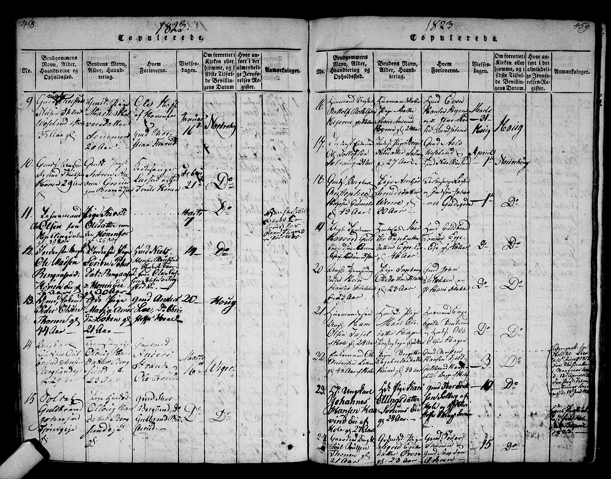 Norderhov kirkebøker, SAKO/A-237/F/Fa/L0008: Parish register (official) no. 8, 1814-1833, p. 458-459