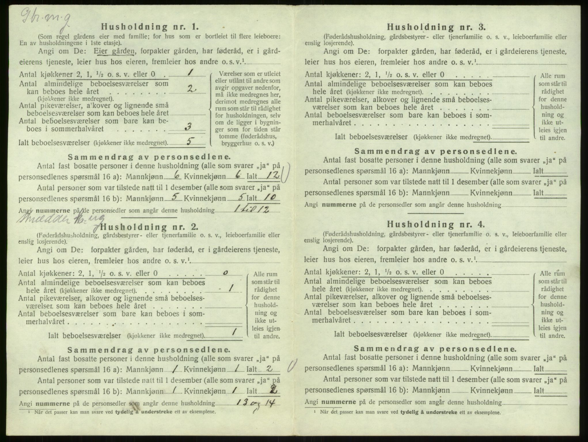 SAB, 1920 census for Bruvik, 1920, p. 888