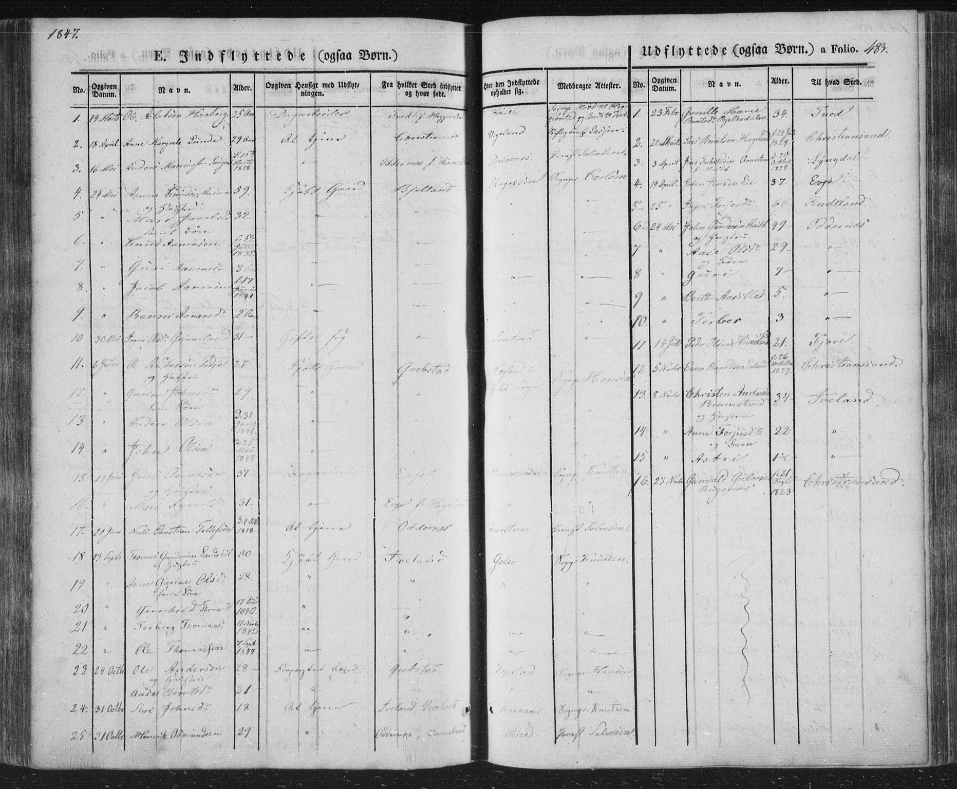 Vennesla sokneprestkontor, SAK/1111-0045/Fa/Fac/L0004: Parish register (official) no. A 4, 1834-1855, p. 483