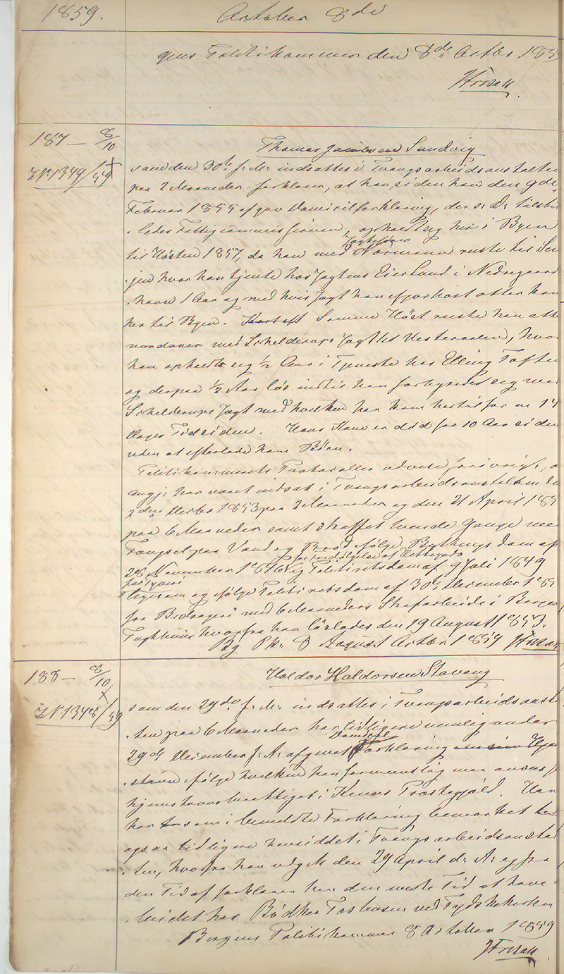 Bergen politikammer / politidistrikt, AV/SAB-A-60401/I/Ic, 1859-1863