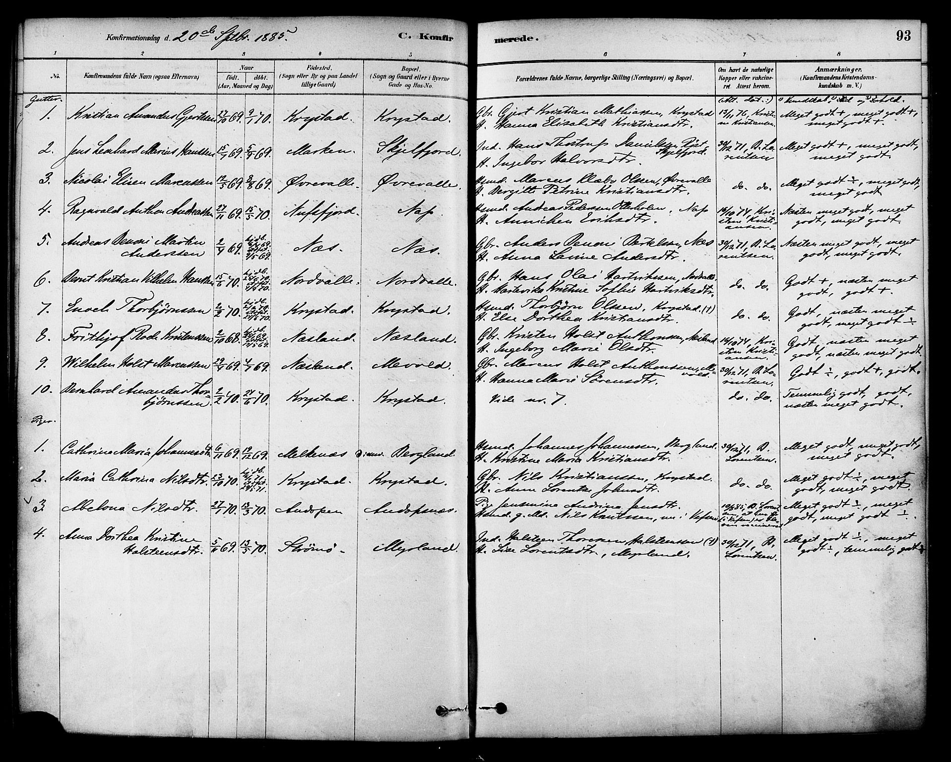 Ministerialprotokoller, klokkerbøker og fødselsregistre - Nordland, SAT/A-1459/885/L1204: Parish register (official) no. 885A05, 1878-1892, p. 93