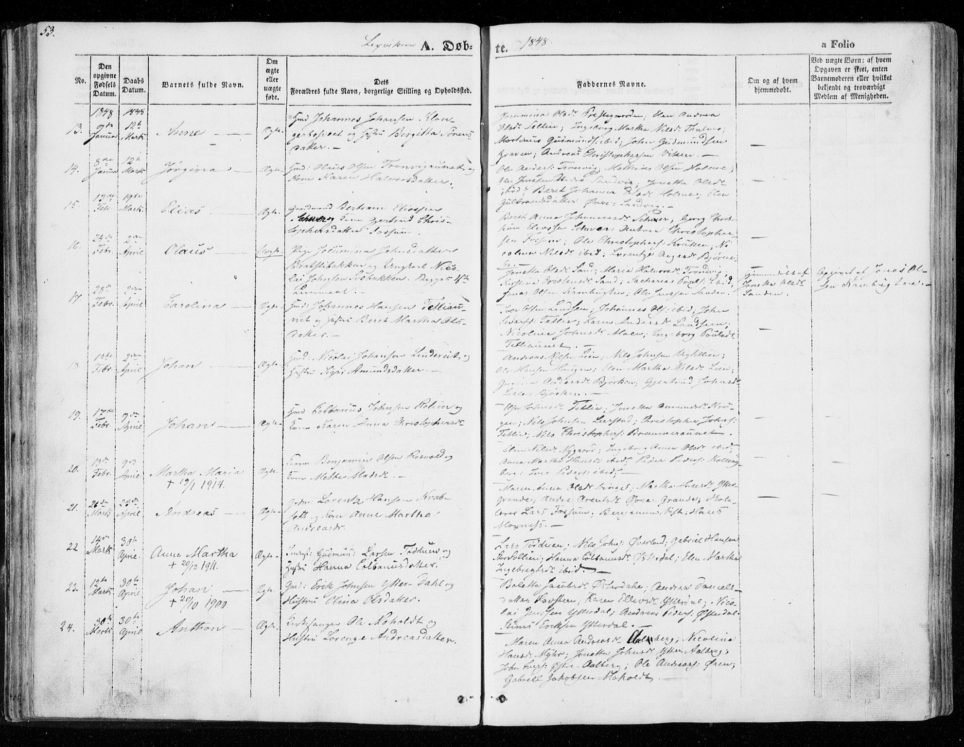 Ministerialprotokoller, klokkerbøker og fødselsregistre - Nord-Trøndelag, AV/SAT-A-1458/701/L0007: Parish register (official) no. 701A07 /1, 1842-1854, p. 53